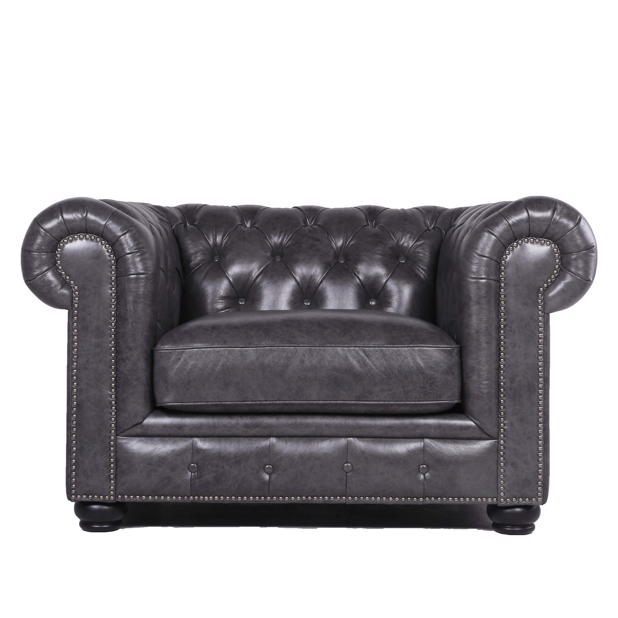 Traditional Tufted Leather Chesterfield Nailhead Chair - Best Buy Furniture