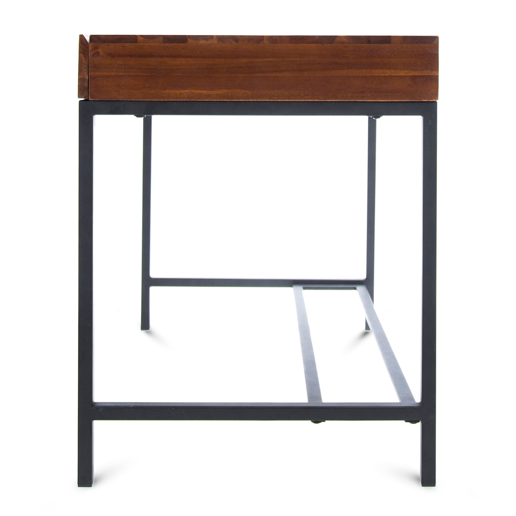 Industrial Style Storage Desk With Acacia Wood Top And Metal Legs - Oak - Best Buy Furniture