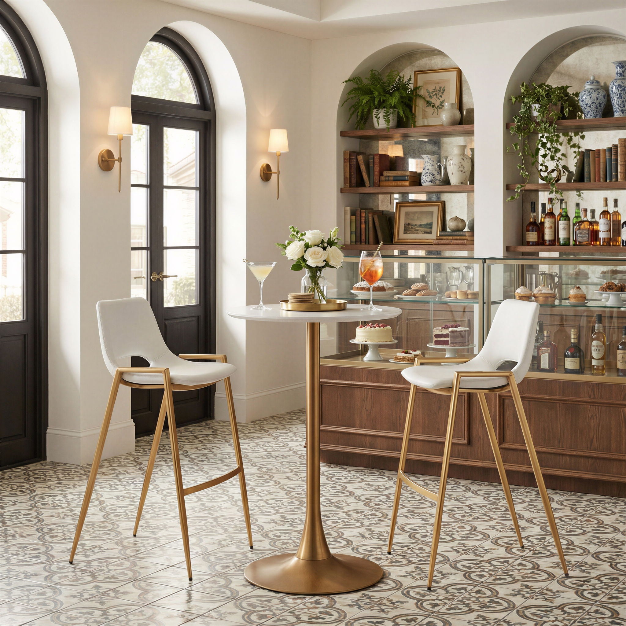 Desi - Barstool Chair With Gold Base (Set of 2)