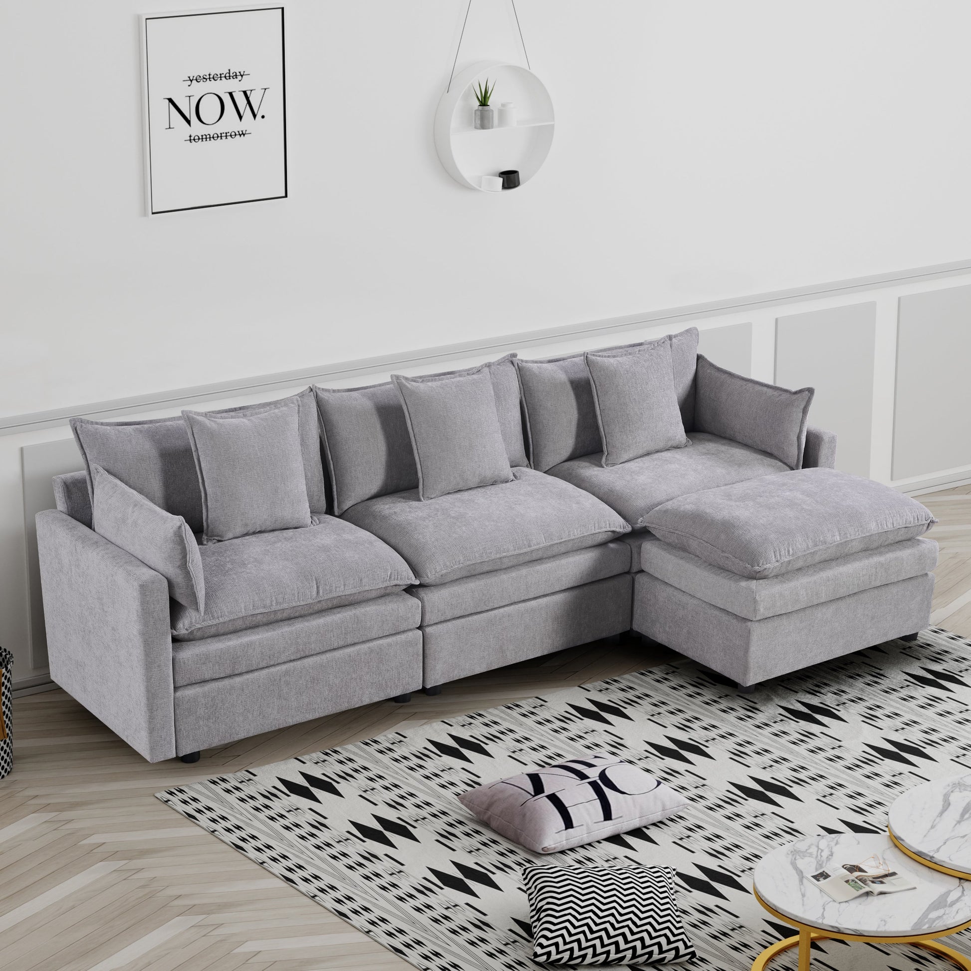 L-Shaped-Chenille-Sectional-Sofa-with-Ottoman-–-Spacious-3-Seater-Couch-in-Light-Gray-Sofas-&-Sectionals