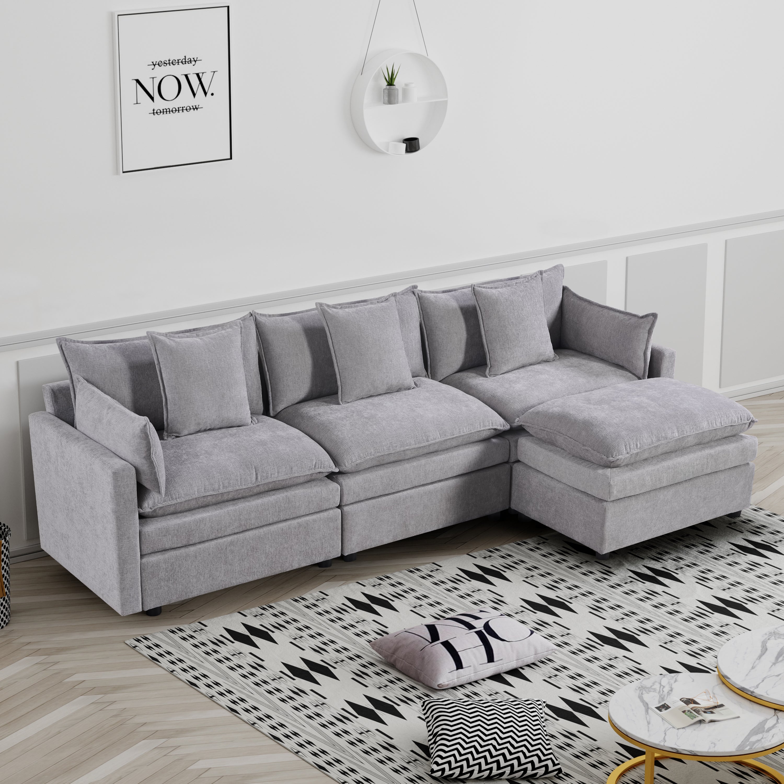 L-Shaped-Chenille-Sectional-Sofa-with-Ottoman-–-Spacious-3-Seater-Couch-in-Light-Gray-Sofas-&-Sectionals