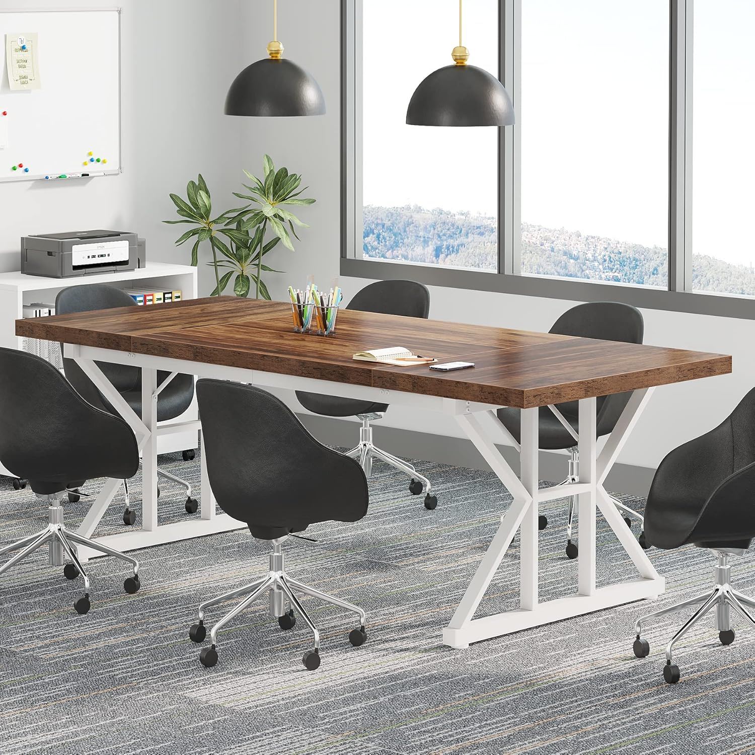 Rectangular Dining Table With X Trestle Metal Legs