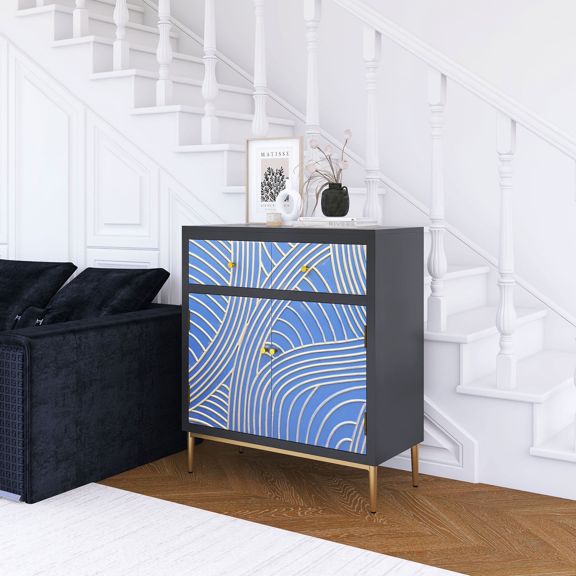 Black & Blue Modern MDF Storage Cabinet – Adjustable Shelf & Drawer - Best Buy Furniture