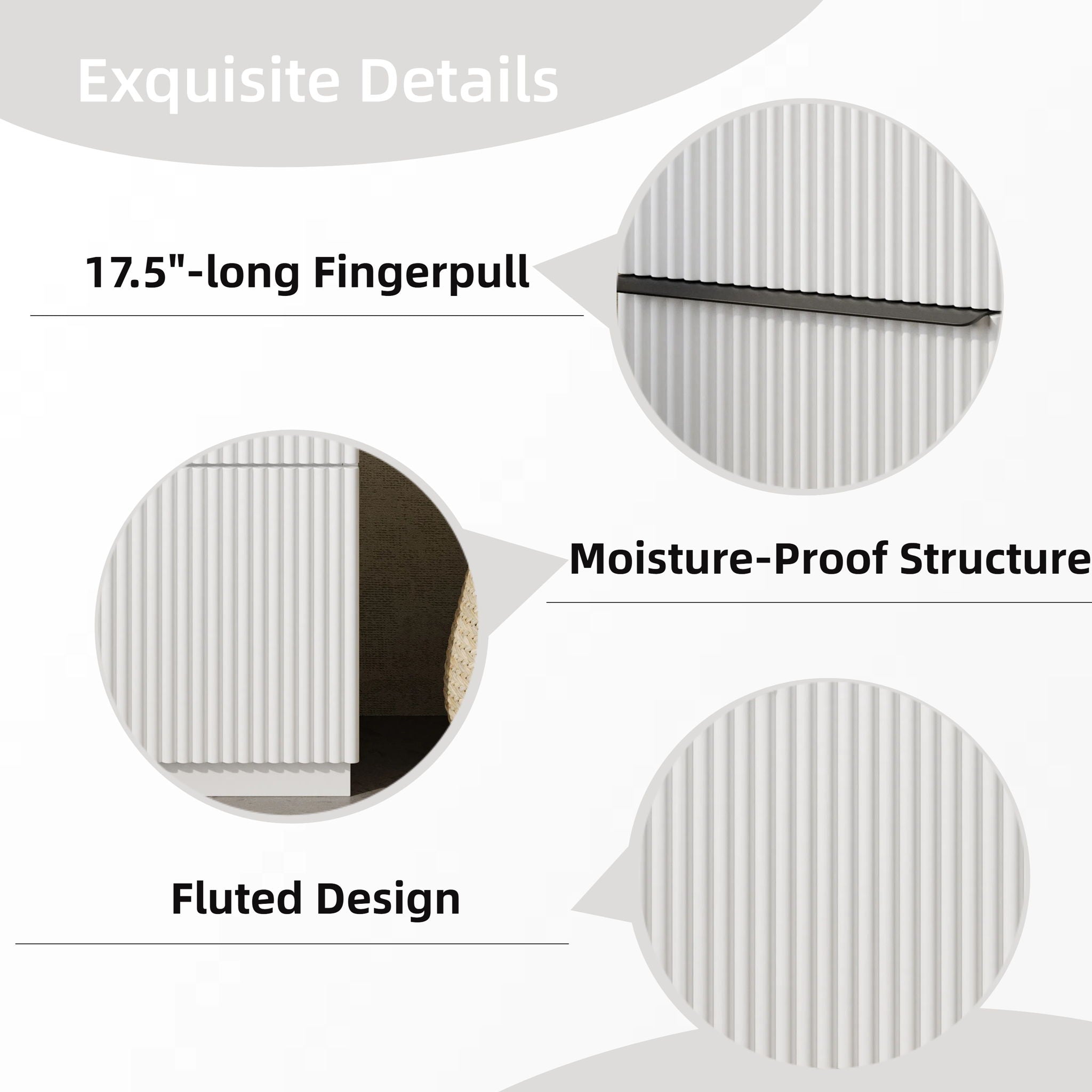 Fluted Bathroom Vanity With Ceramic Sink, Freestanding Cabinet