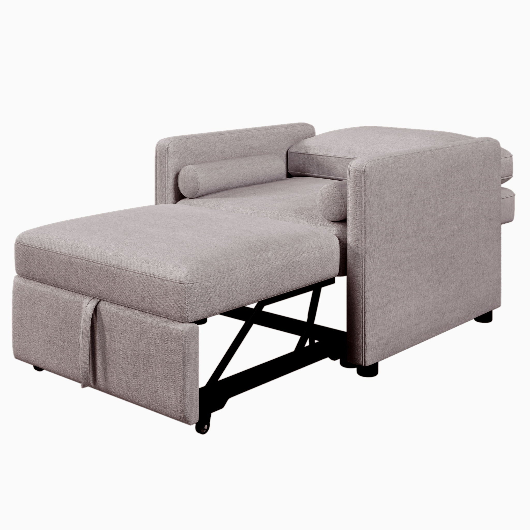 3 In 1 Convertible Sleeper Chair With Adjustable Backrest, Lounger Chair Turns Into Bed