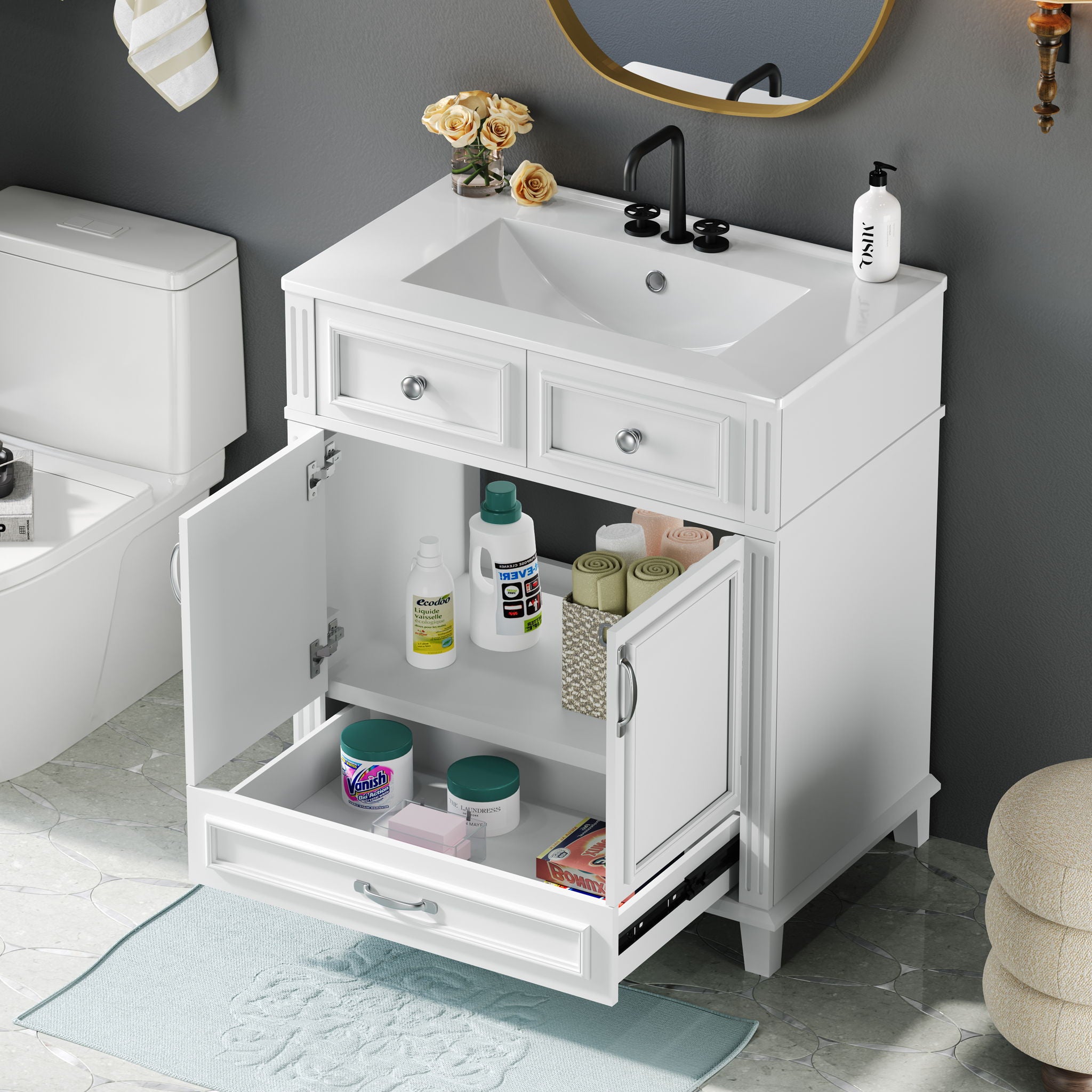 Bathroom Vanity With Sink, Storage Cabinet