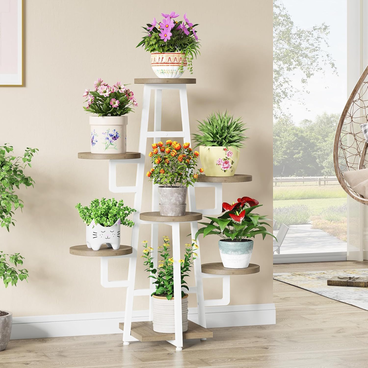 7 Tier Corner Plant Shelf With High Low Design For Living Room