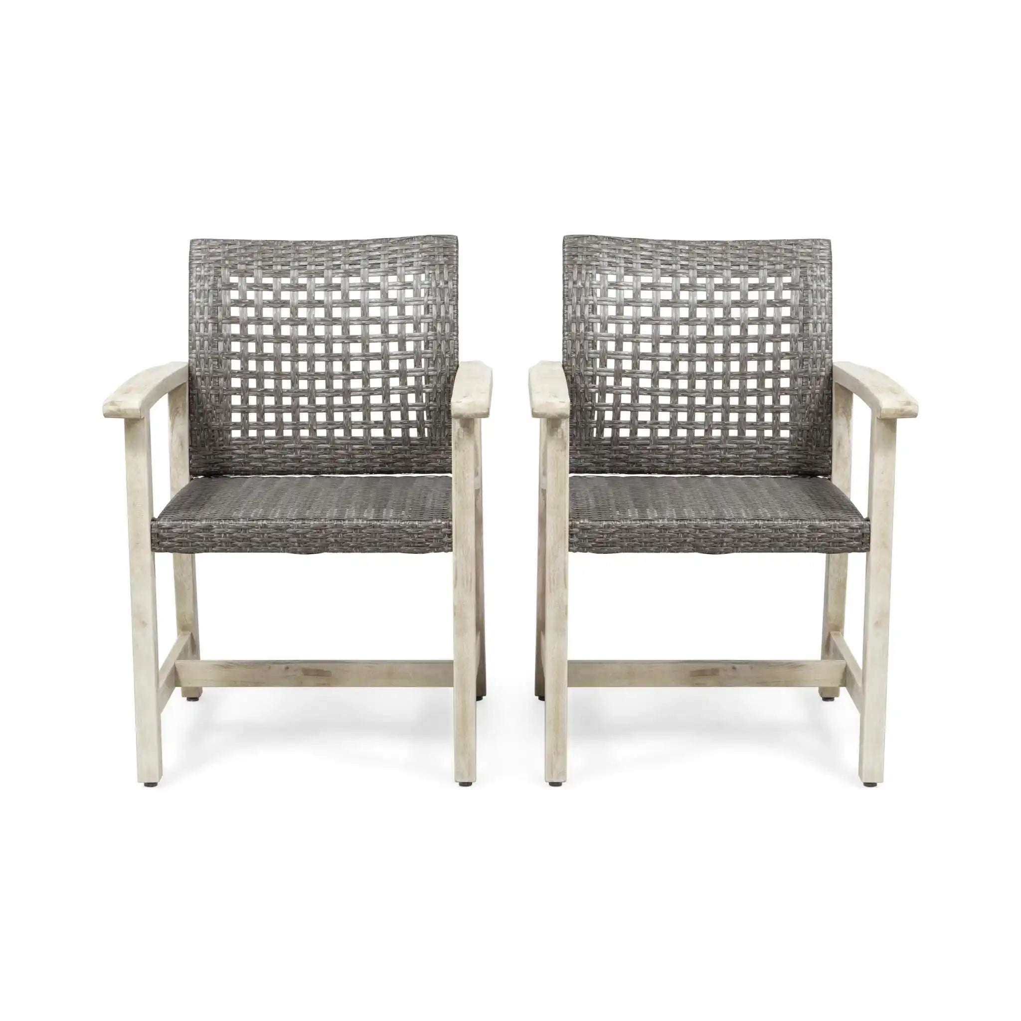 Outdoor Dining Chair Acacia Wood Frame (Set of 2)