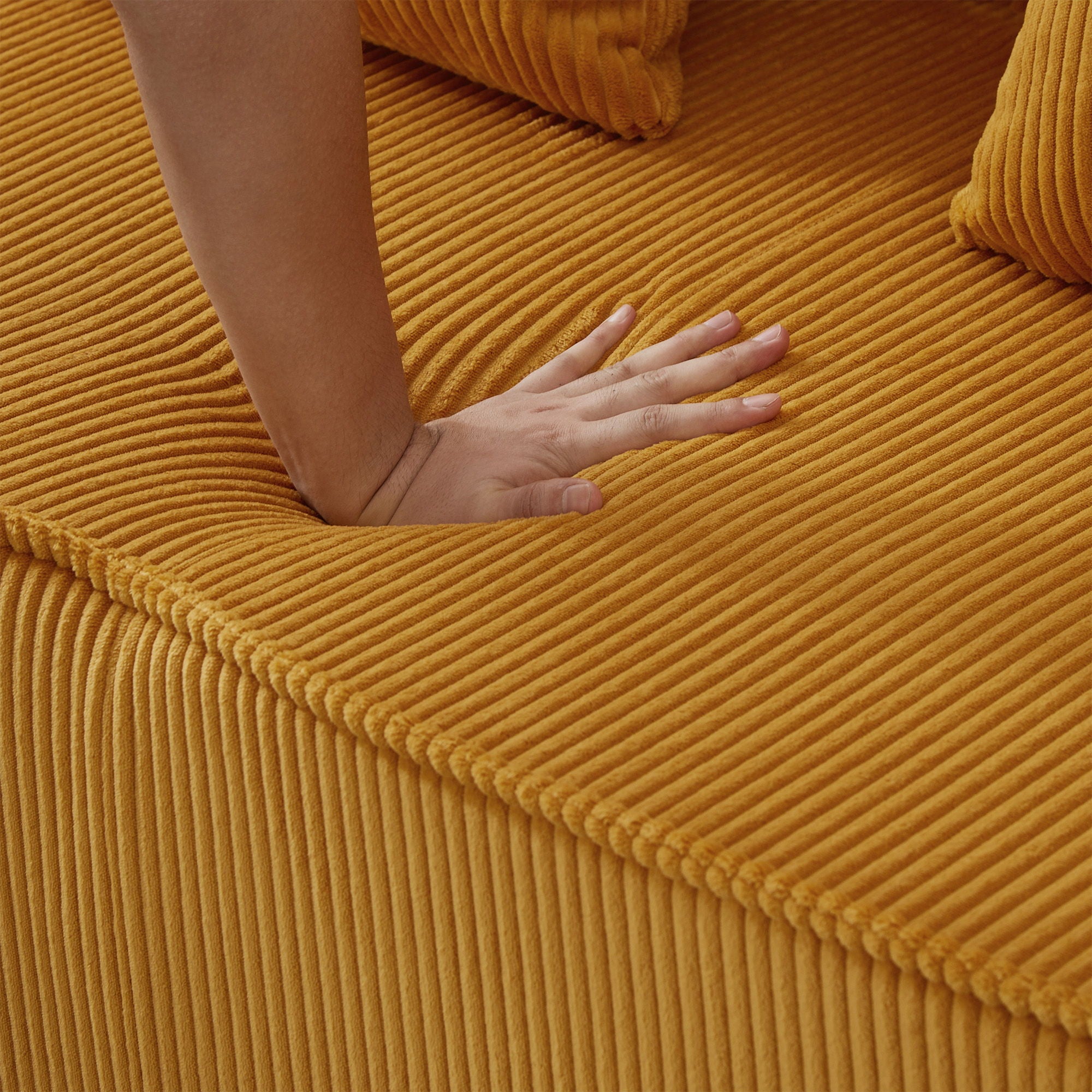 U-Shaped Sectional Sofa With RGB LED Light Strip And 6 Pillows