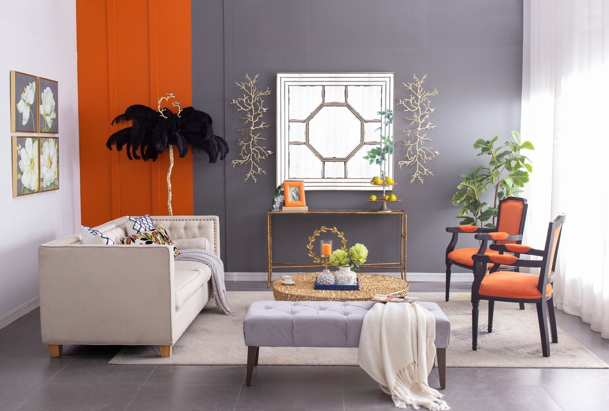 Antique Style Decorative Square Wall Mirror with Mirrored Frame