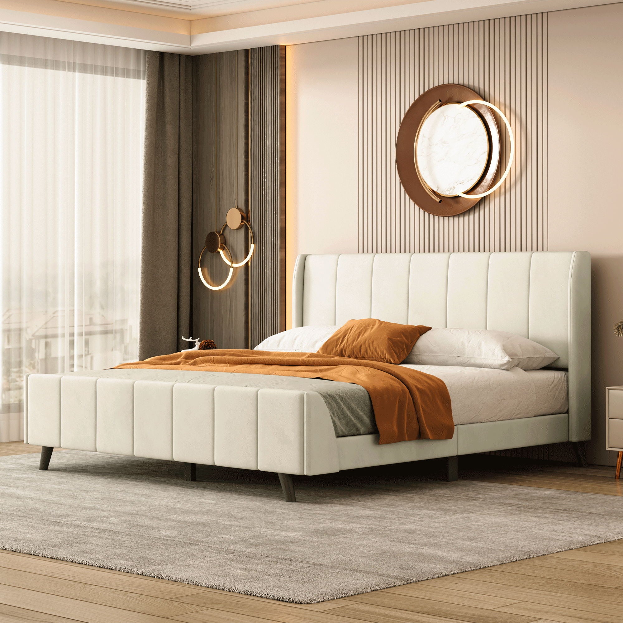 Upholstered Platform Bed Velvet
