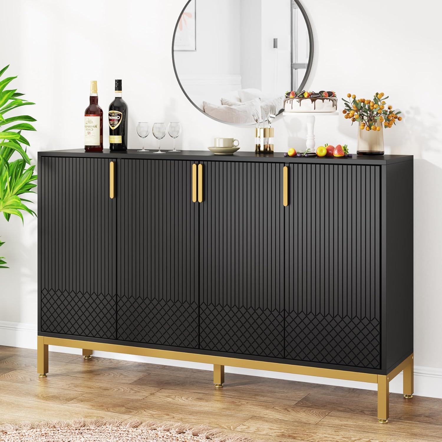 Buffet Sideboard Cabinet With Geometric Doors