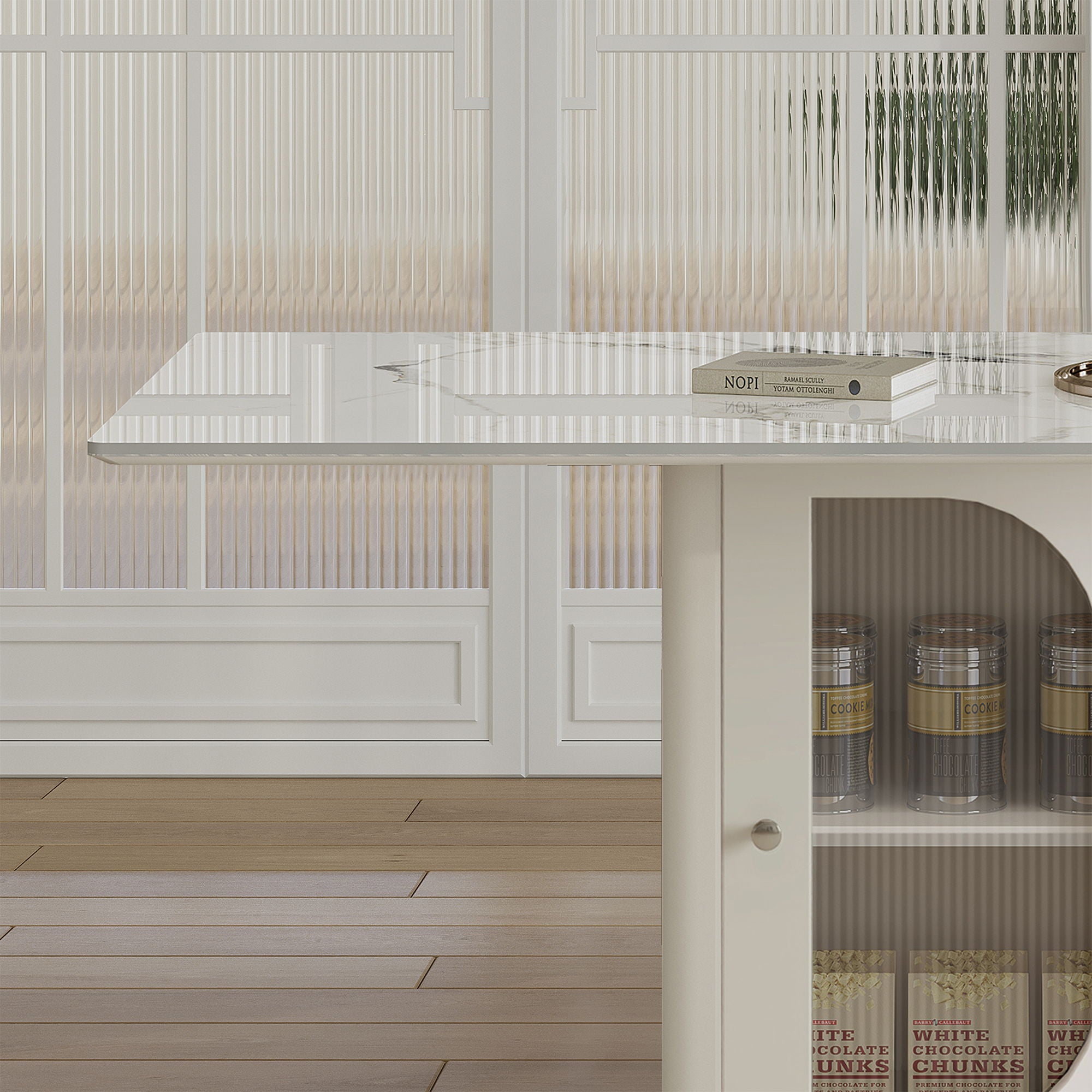 Dining Table For 4 - 6 People, Storage Shelf - White