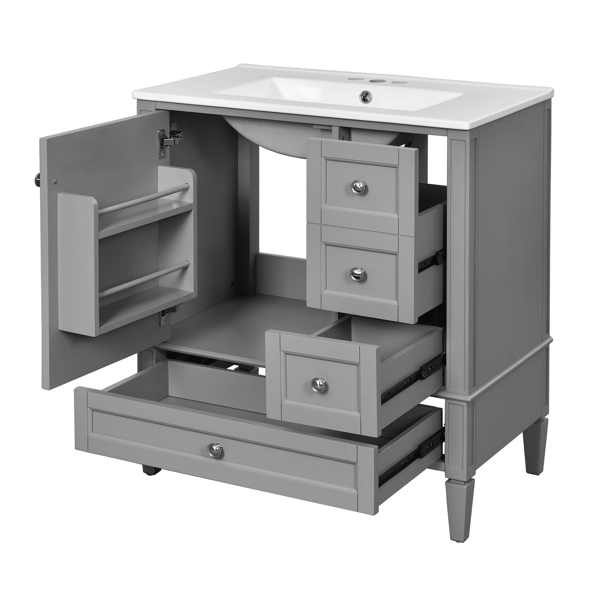 Bathroom Vanity With Sink, Storage Cabinet With 3 Drawers