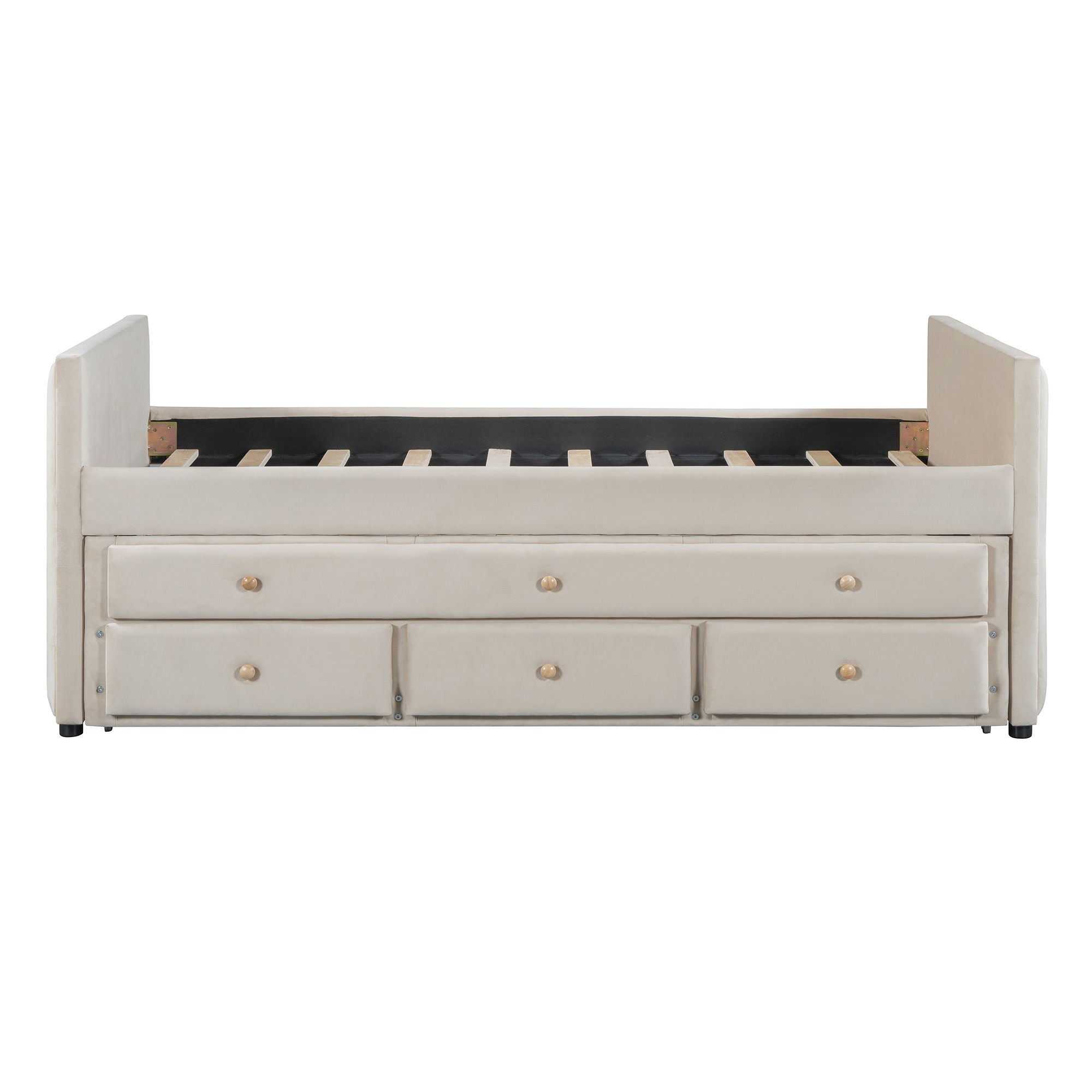 Upholstered Daybed With Trundle And Drawers