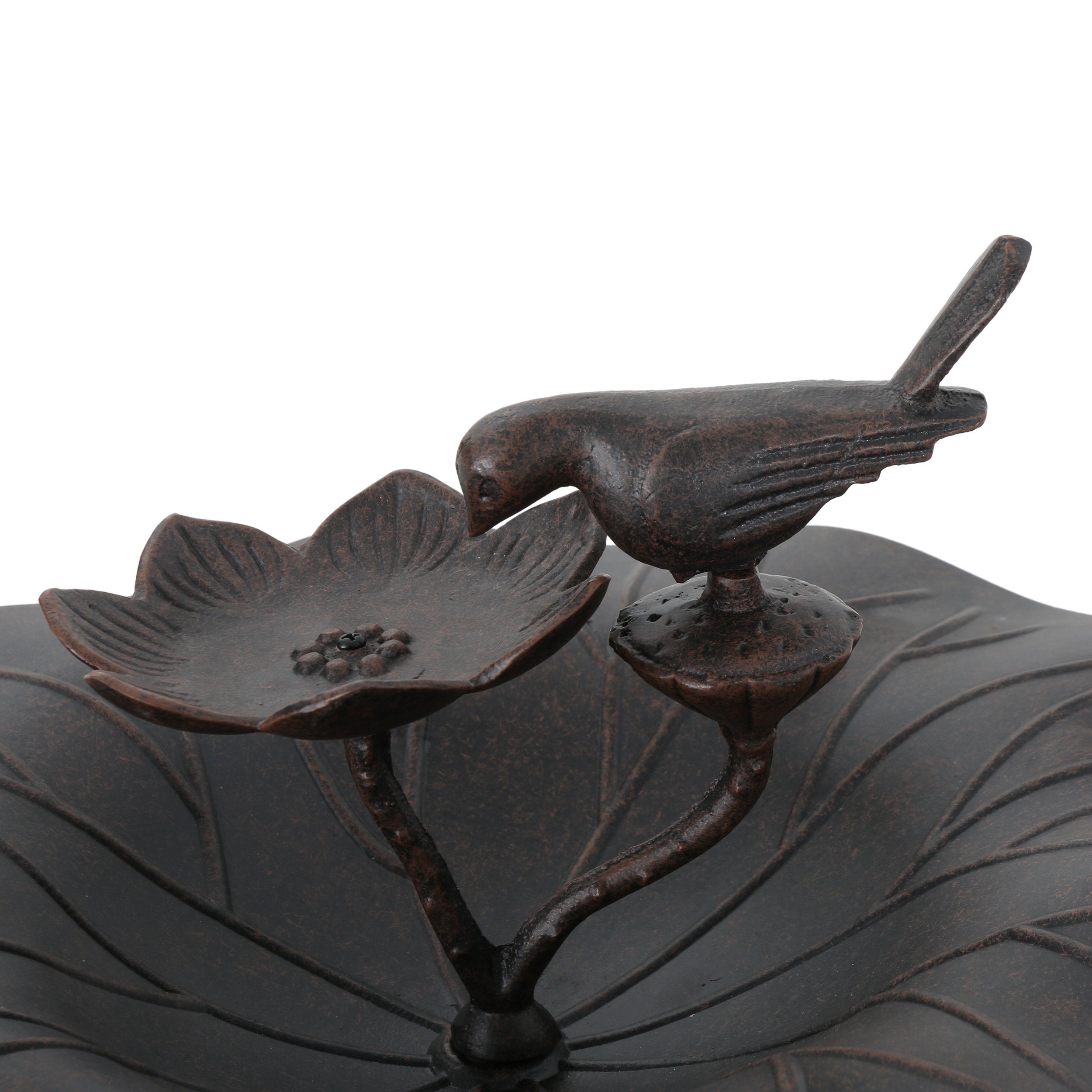 Lancaster Outdoor Aluminum and Iron Top Bird Bath with Iron Base, Bronze