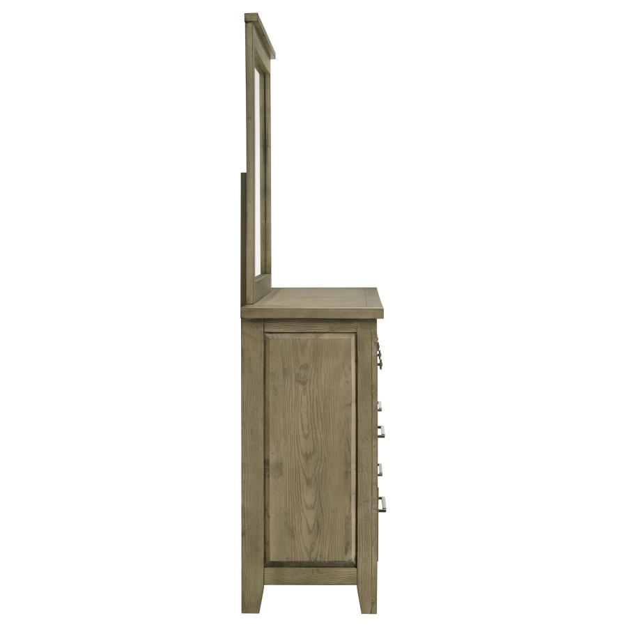 Hazlewood - 6-Drawer Bedroom Dresser With Mirror - Vineyard Oak