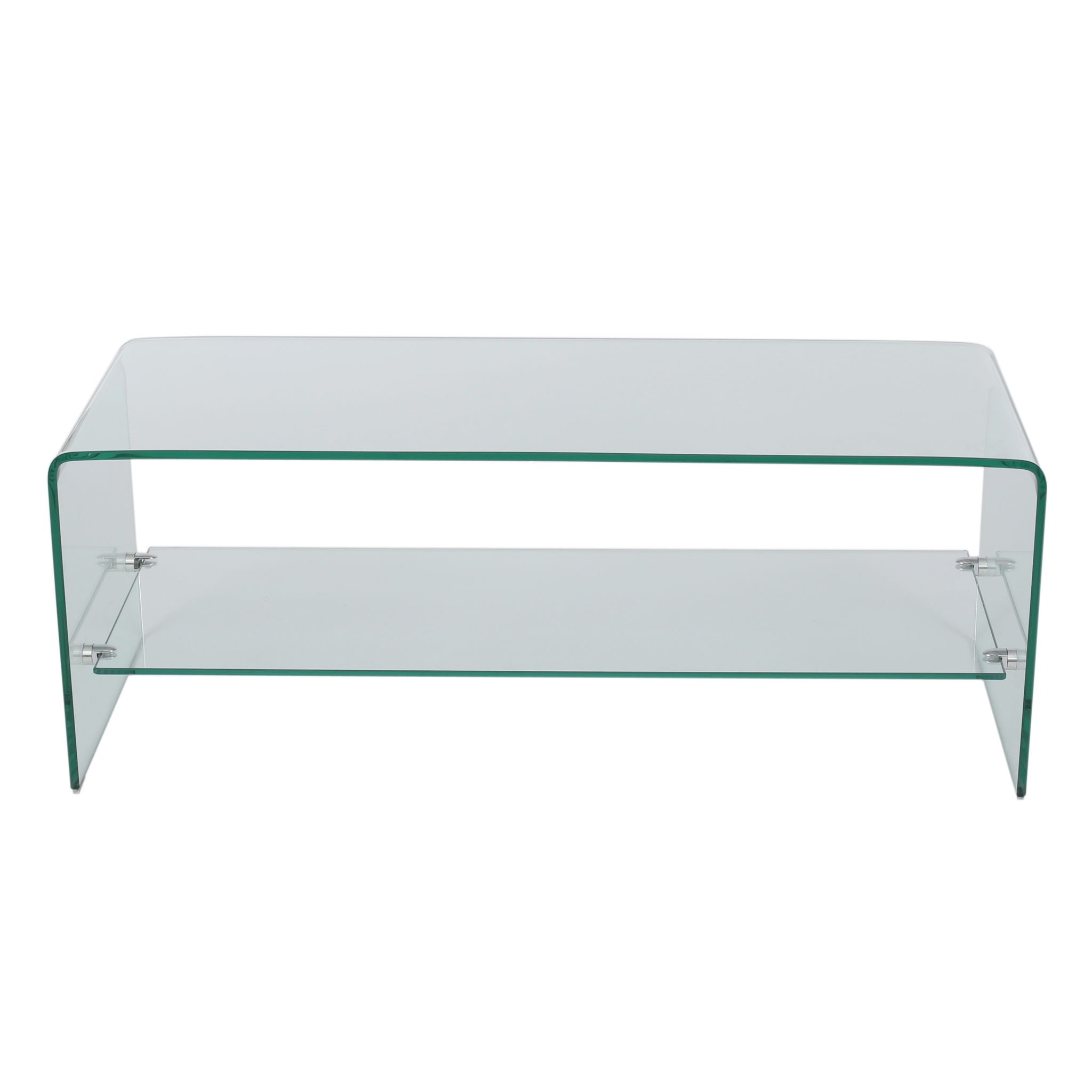 Modern Tempered Glass TV Stand With Shelf And Open Back Design - Clear - Best Buy Furniture
