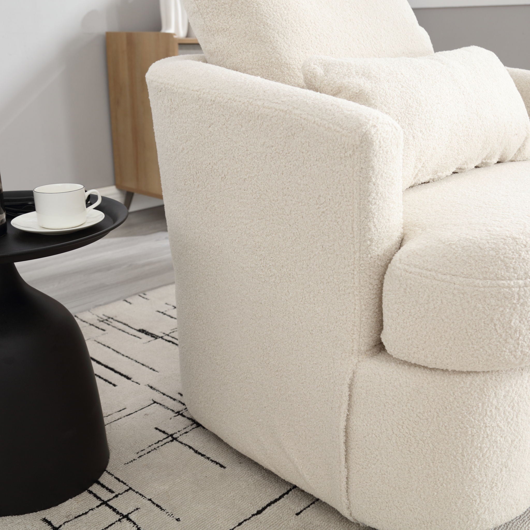 Modern Barrel Comfy Round Accent Sofa Chair, 360 Degree Swivel