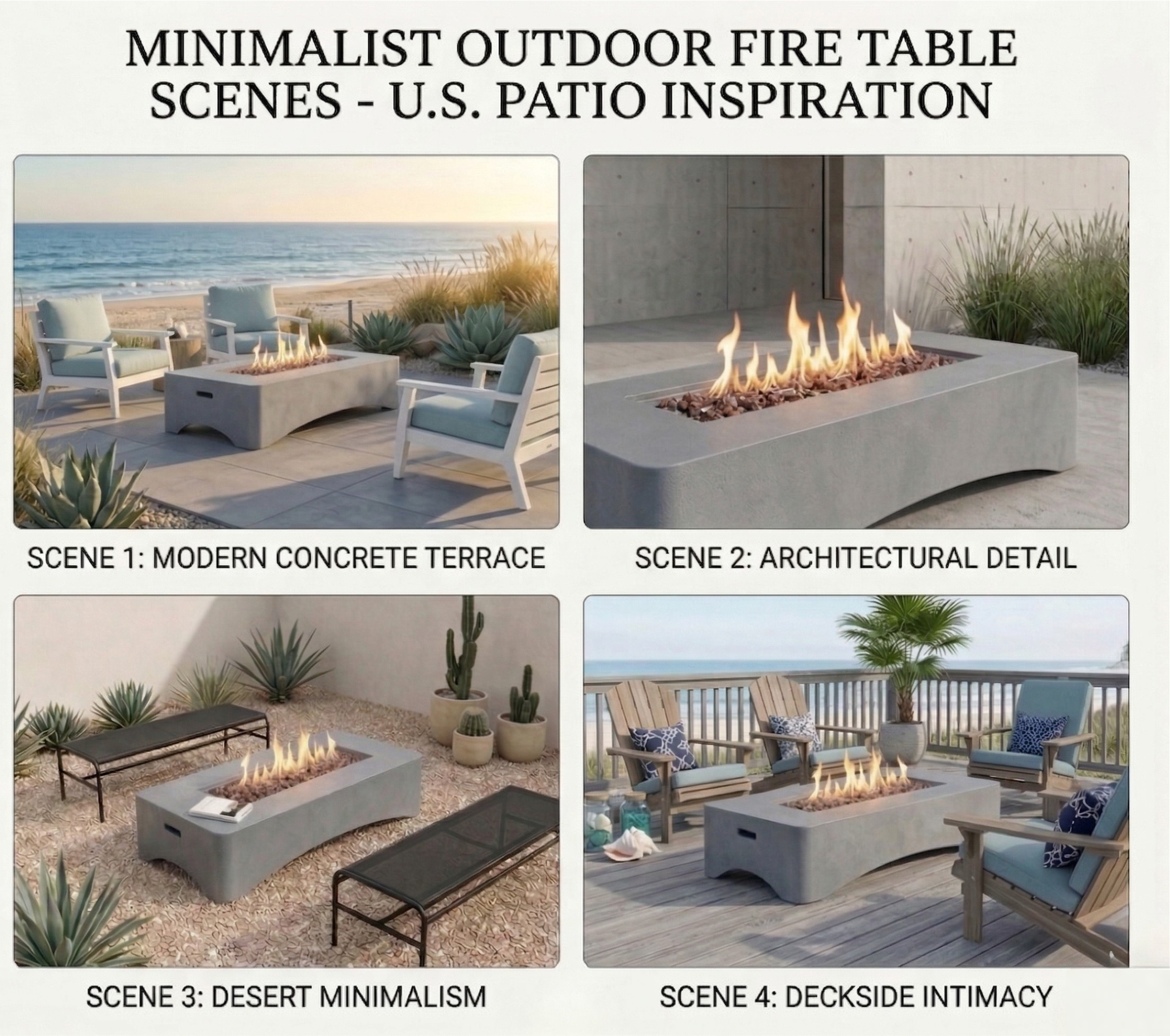 56' Propane Fire Pit Table - Rectangular Outdoor Gas Fire Pit