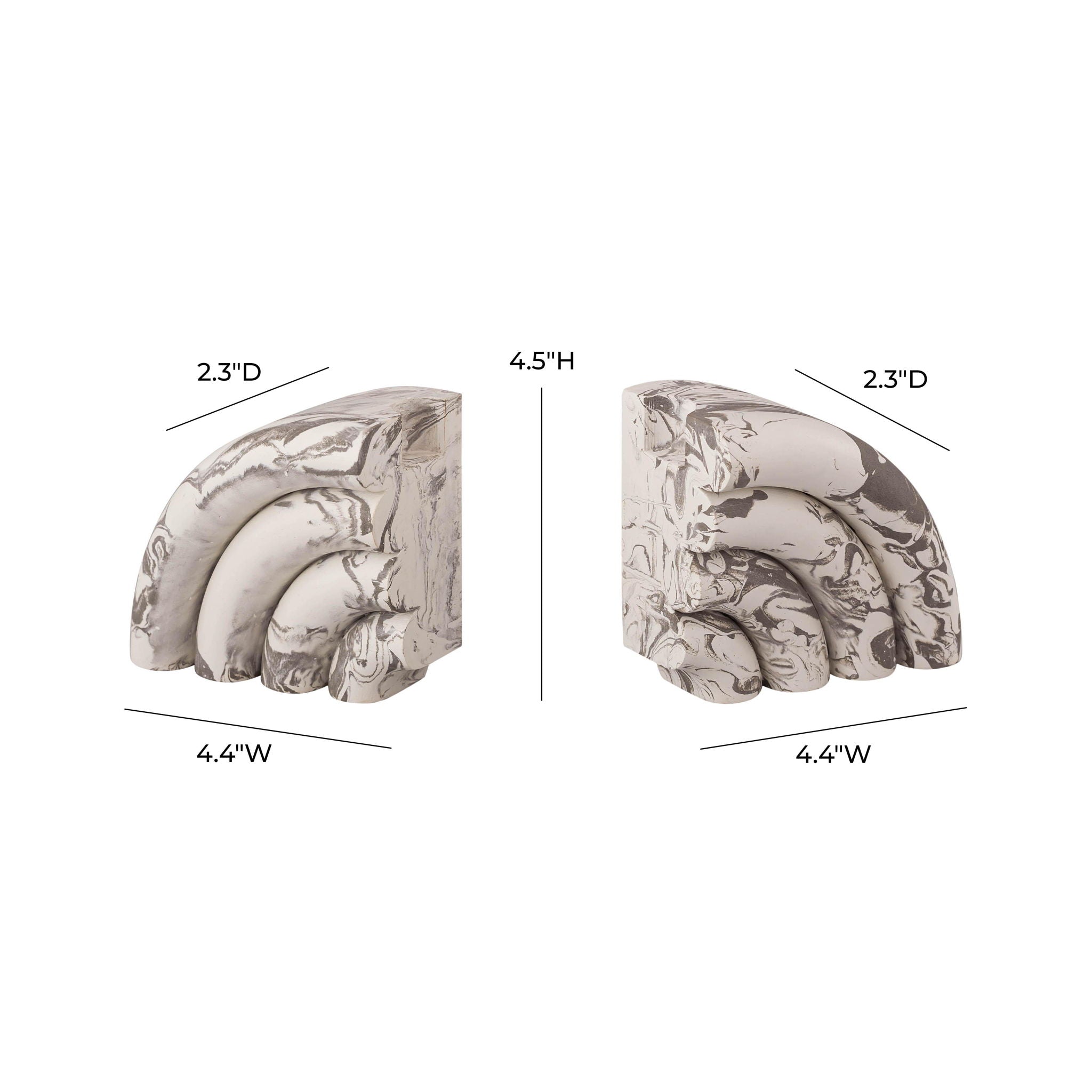 Marble Bookends (Set of 2) - Gray