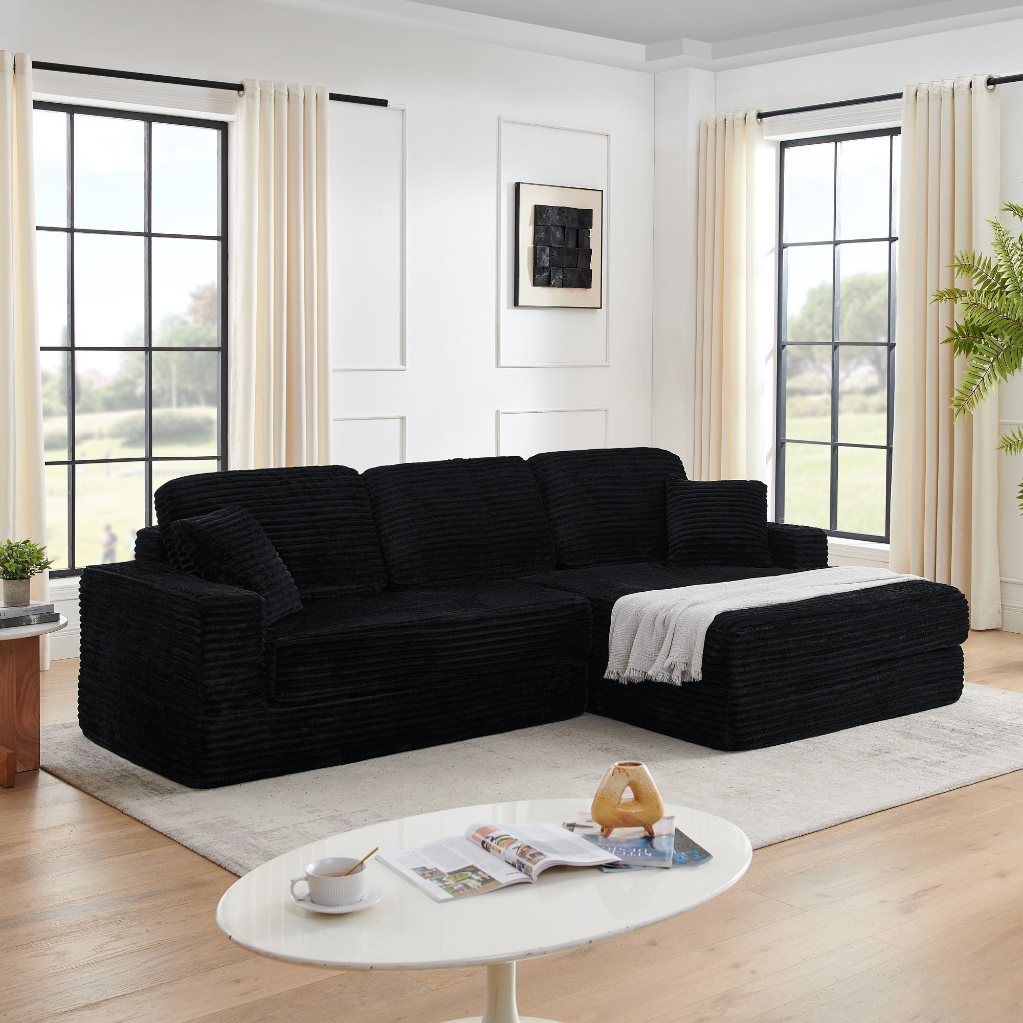 Modern Minimalist L Shape Modular Sectional Sofa, Couch