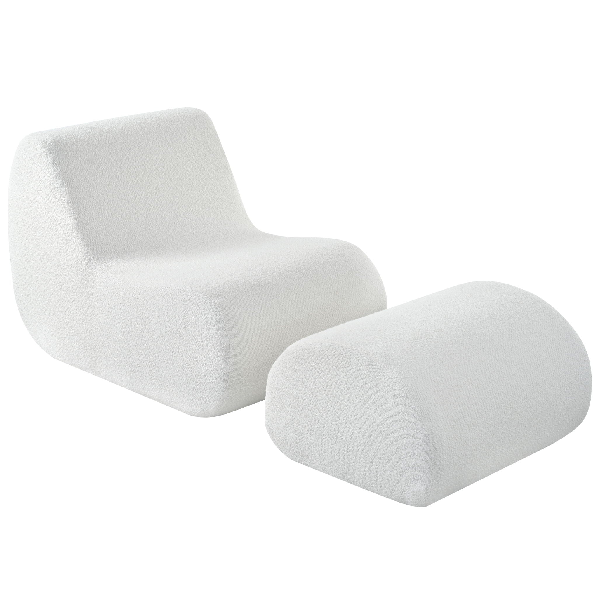 Curved Lounge Chair With Ottoman And High Resilience Foam
