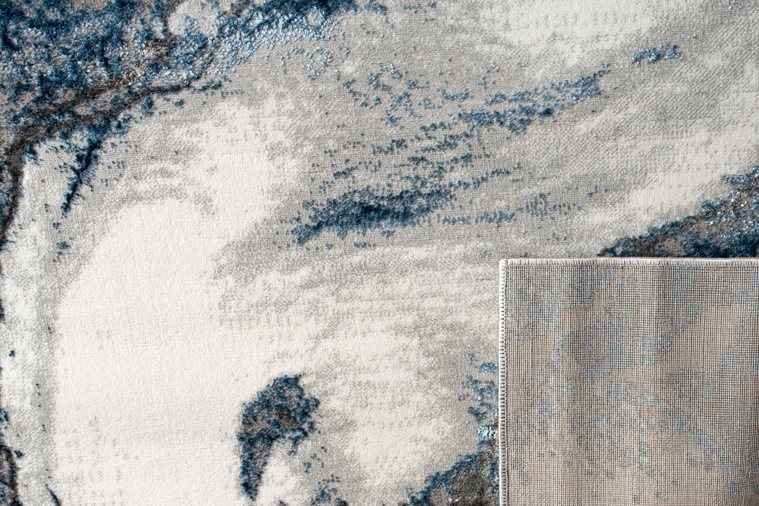 'Ziv' Luxury Area Rug in Blue and Grey Abstract Design