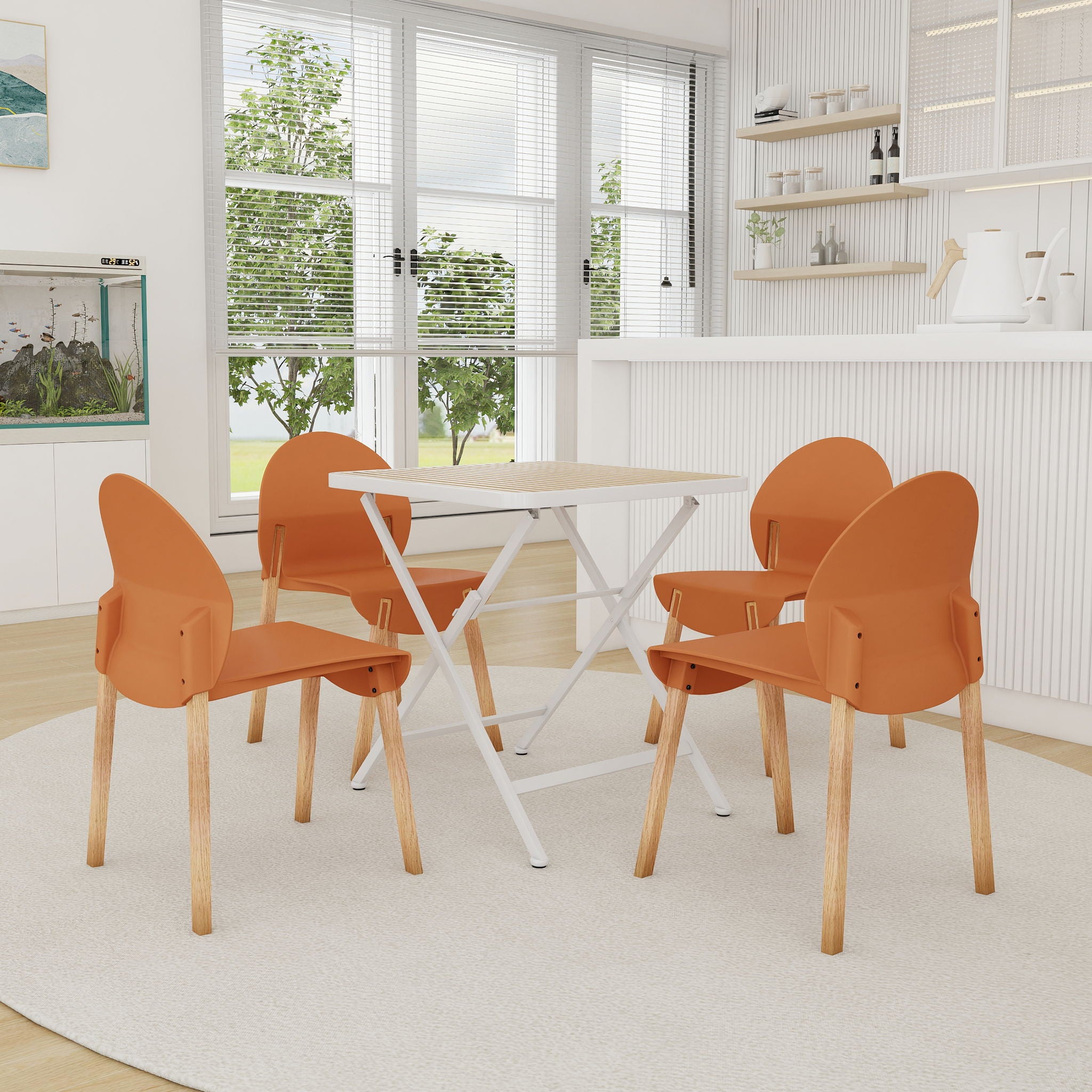 4 Piece Set Of Single Chairs With A Folding Square Table