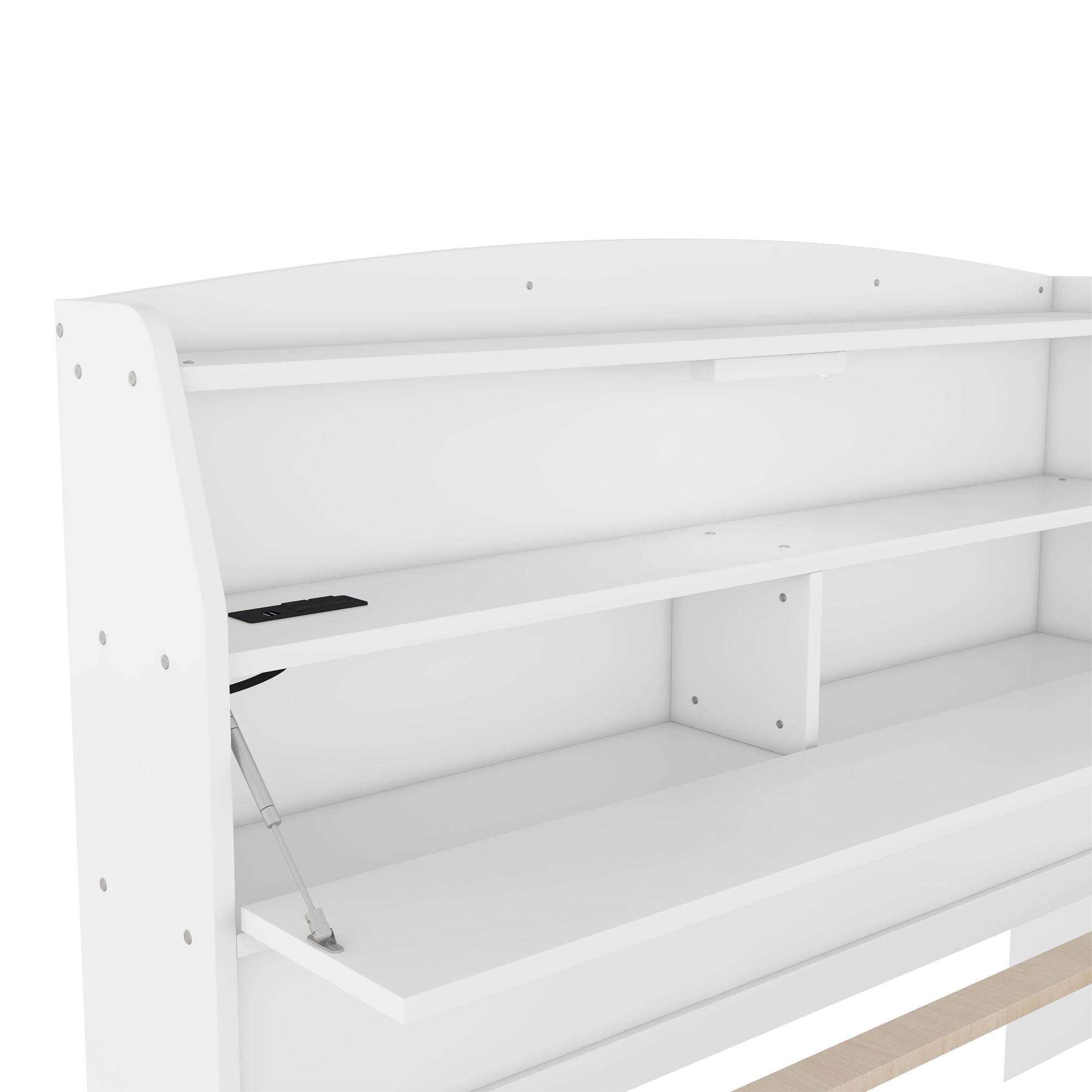 LED Platform Bed With Trundle With Storage Headboard With Drawers