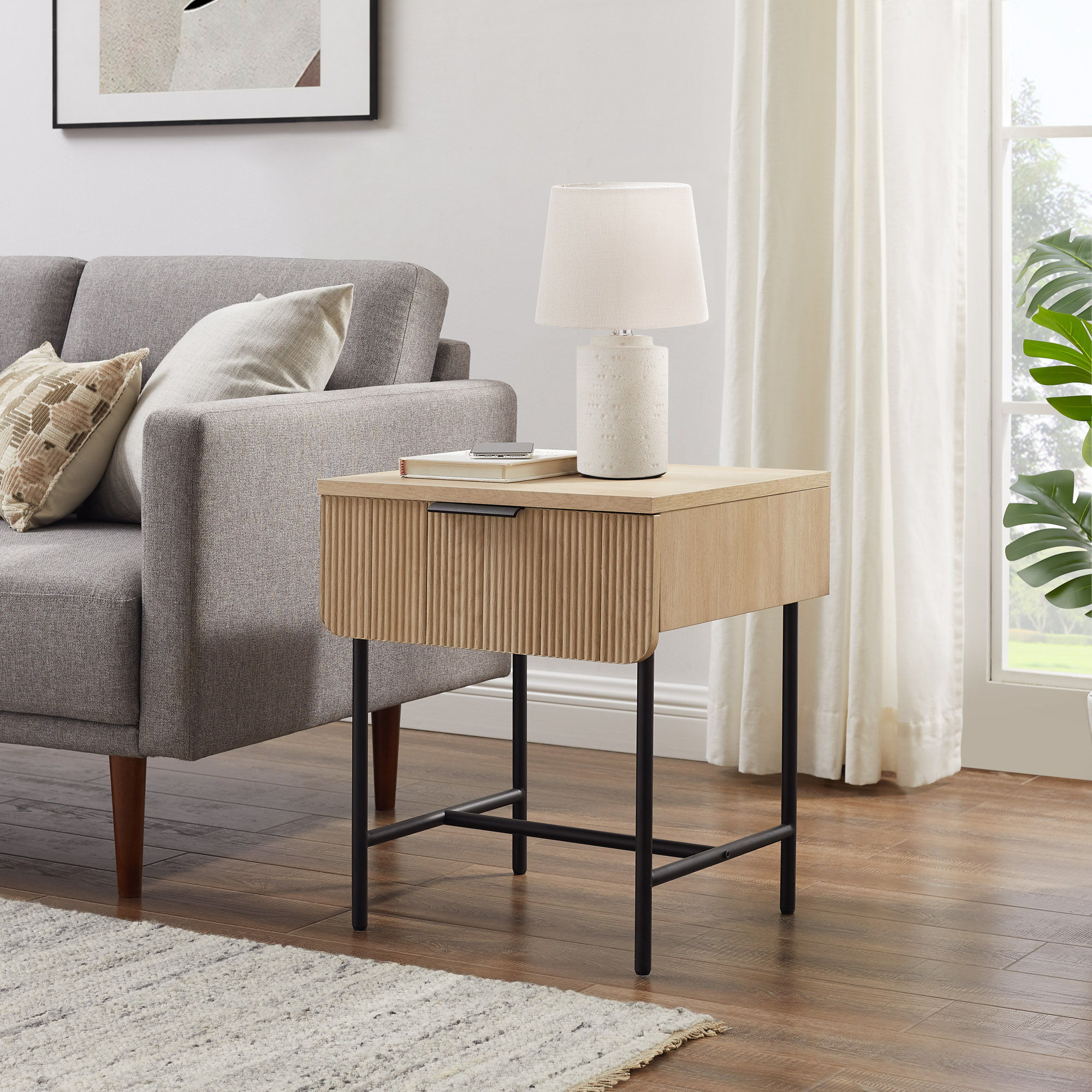 Modern Fluted Door Minimalist Side Table