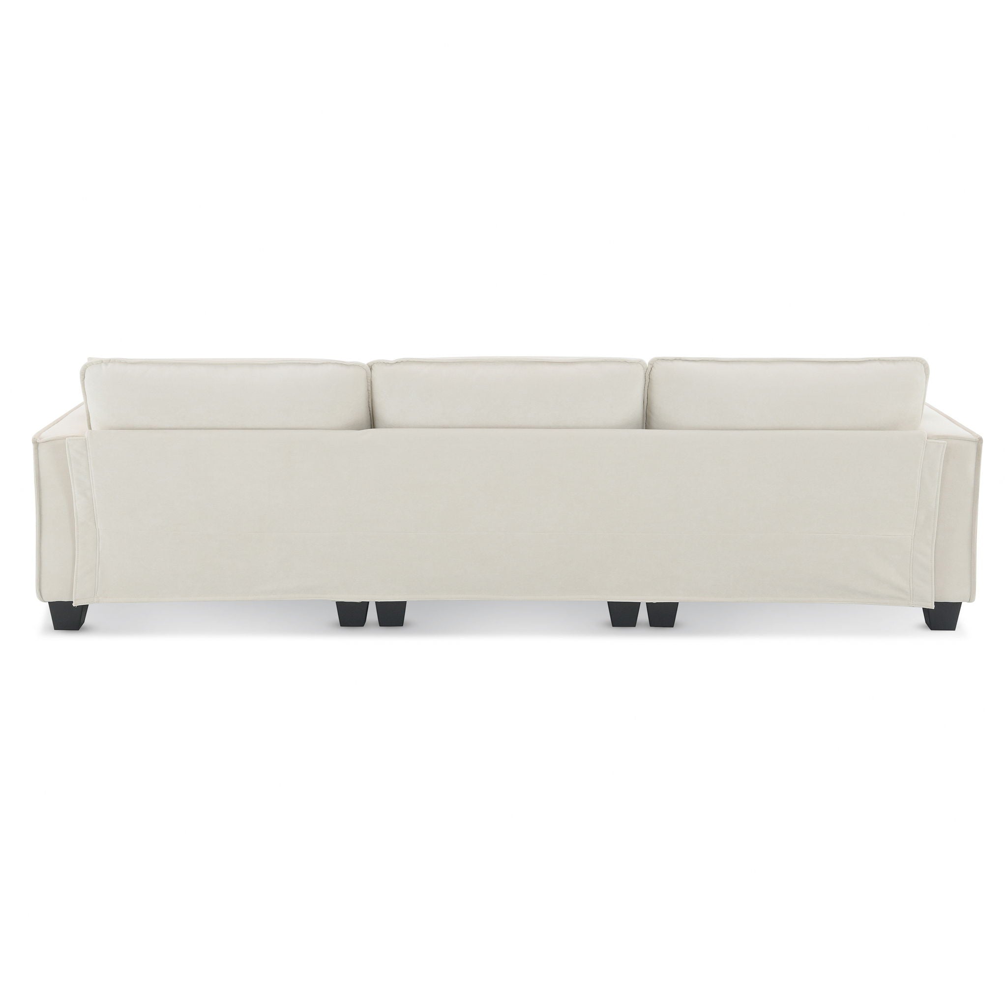 Modern Convertible Sectional L Shaped Reversible Couch Set With Free Pillows 4 Seat Suede Sleeper Sofa With Ottoman