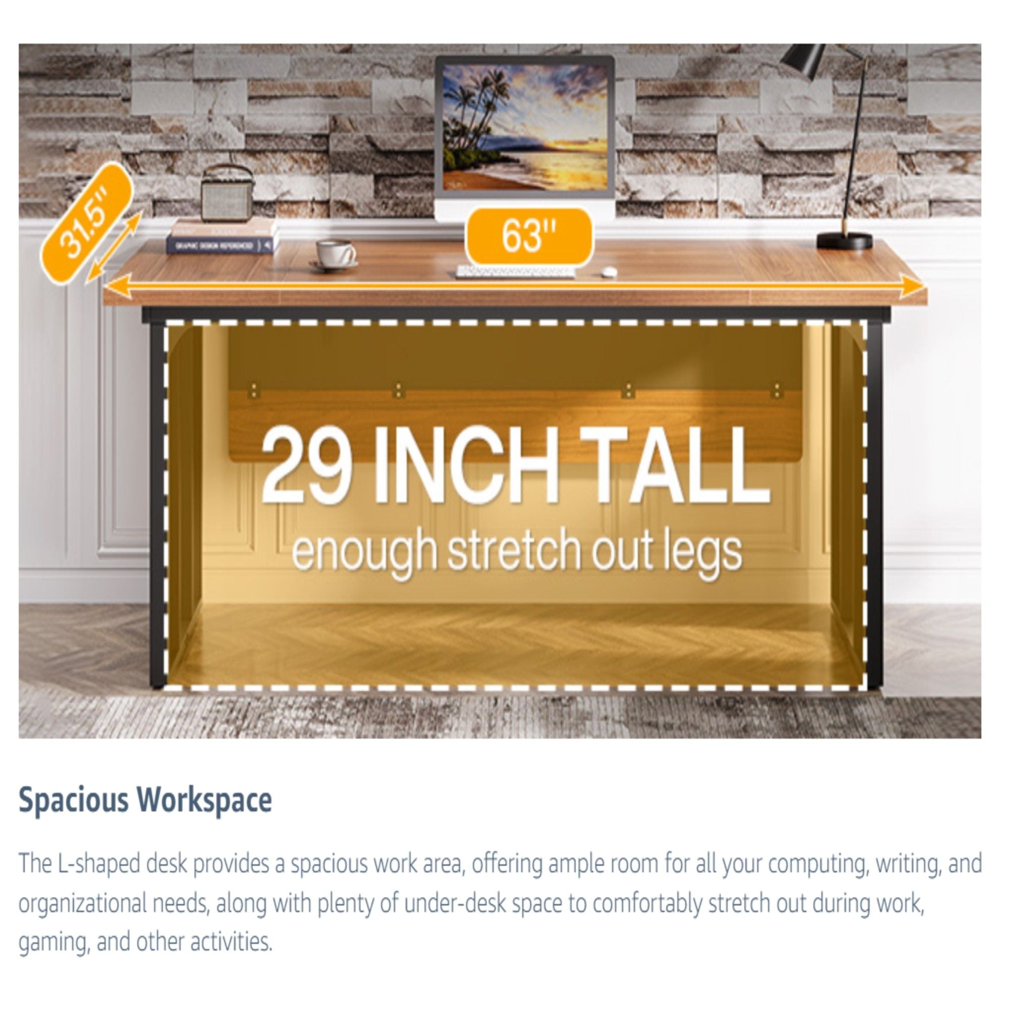 L-Shaped Executive Desk With File Cabinet, Office Computer Desk With Drawers & Open Shelves, Workstation For Home Office - Brown / Black