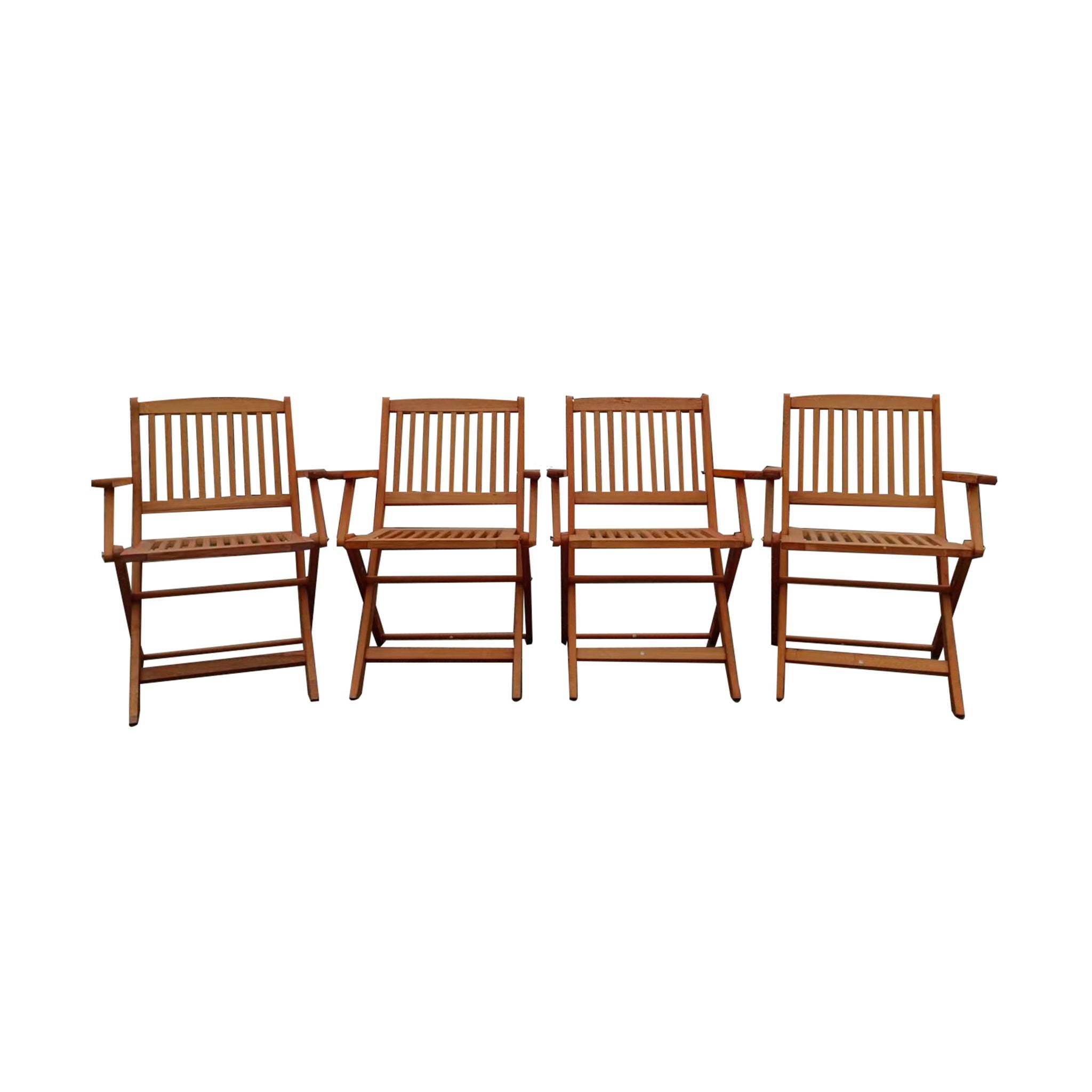 Foldable Patio Dining Set With 4 Folding Chairs For Indoor And Outdoor Use - Teak - Best Buy Furniture