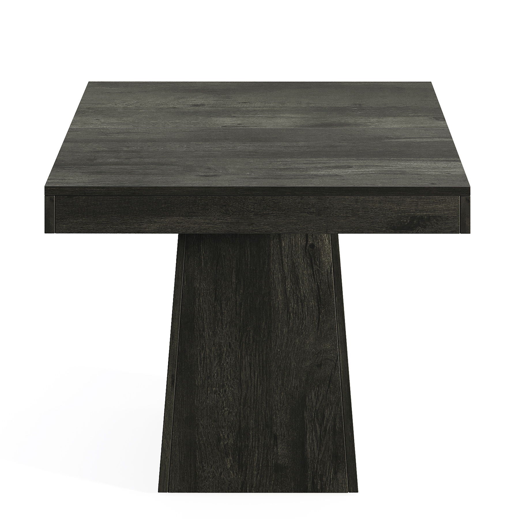Square Dining Table For 4 With Thick Grain Top And Sturdy Pedestal Base - Gray
