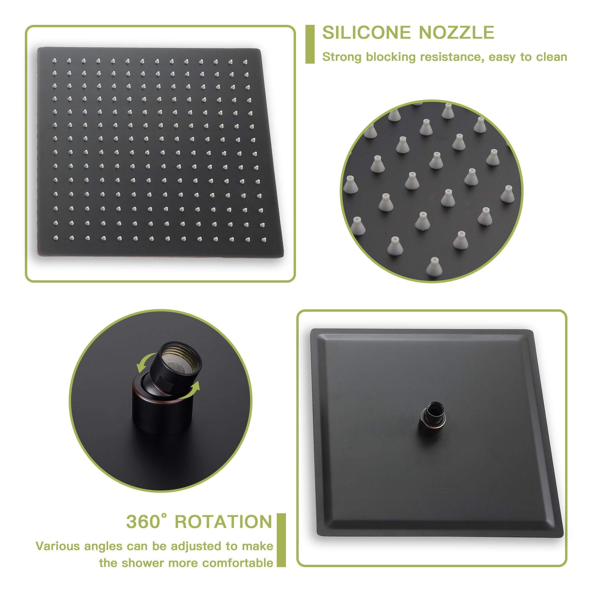Dual Shower Head 16" Ceiling Mount Square Shower System With Rough In Valve
