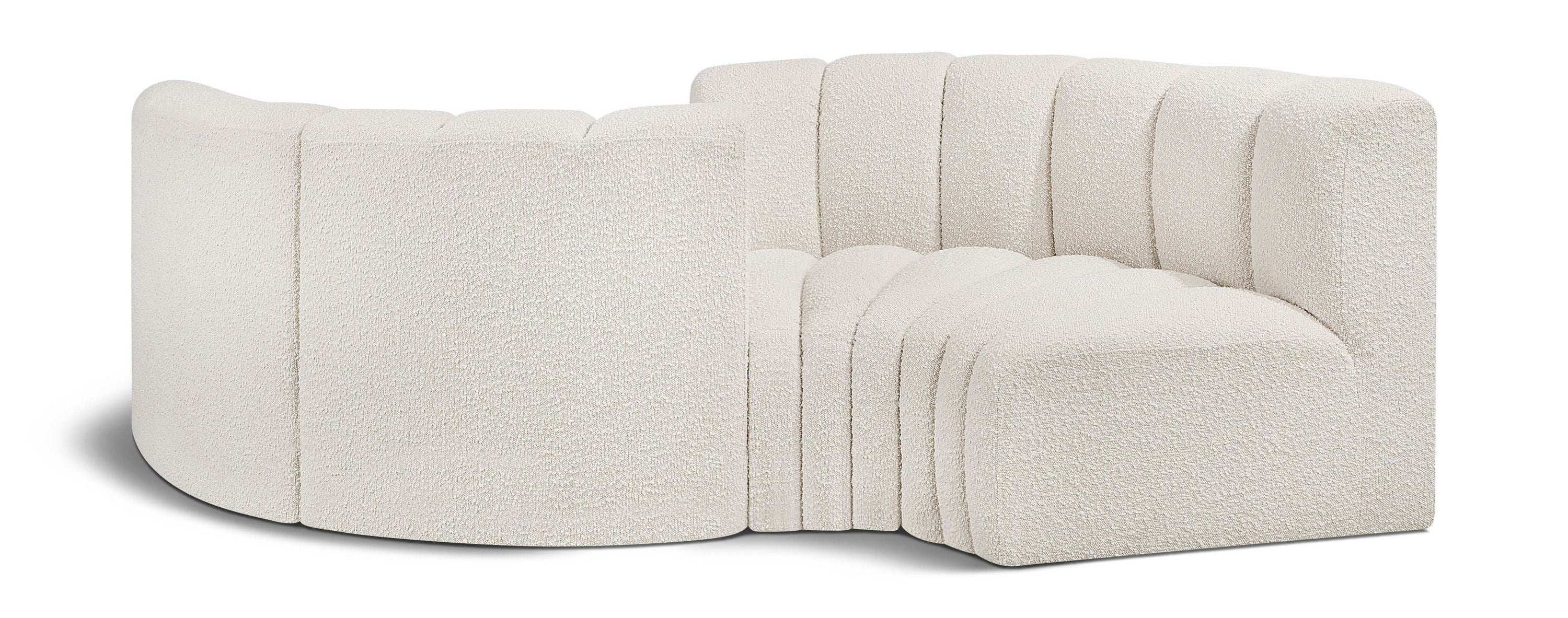 Arc - Boucle Fabric 4 Piece Curved Modular Sofa