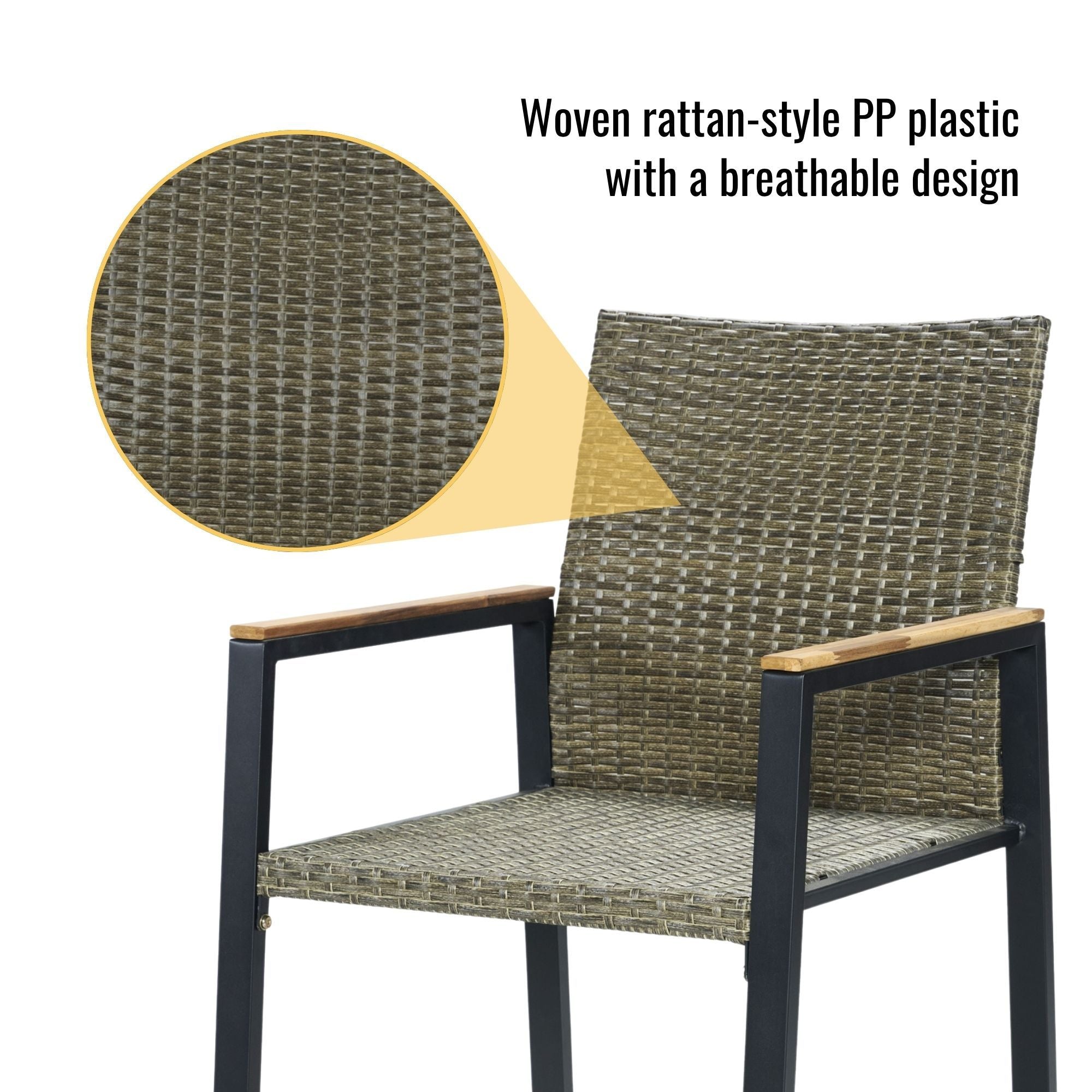 All Weather 7 Piece Patio Dining Table Set With Umbrella Hole - Brown / Gray