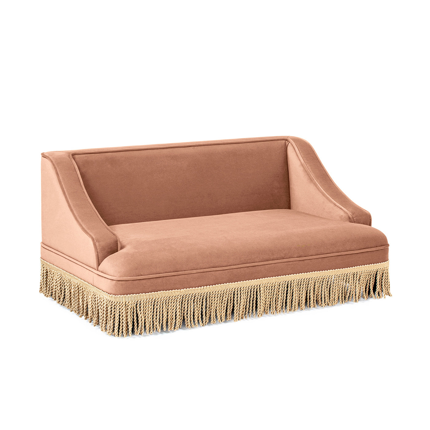 Duchess 33' Medium Princess Pet Bed Sofa with Fringe Skirt, Peach Orange Performance Velvet