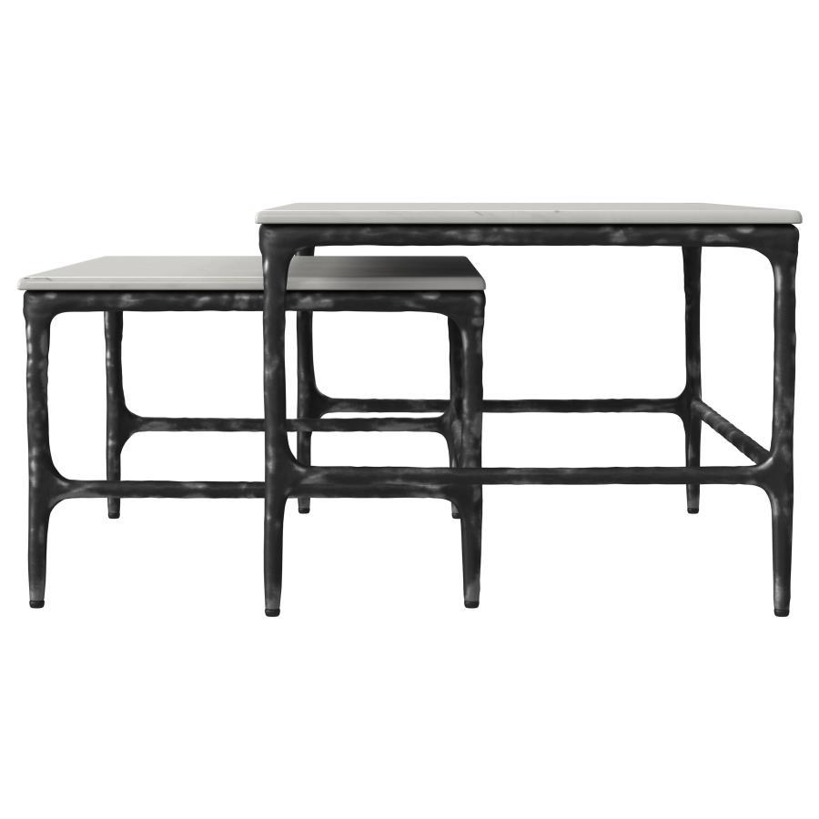Ebby - 2 Piece Genuine Marble Top Nesting Coffee Tables - White