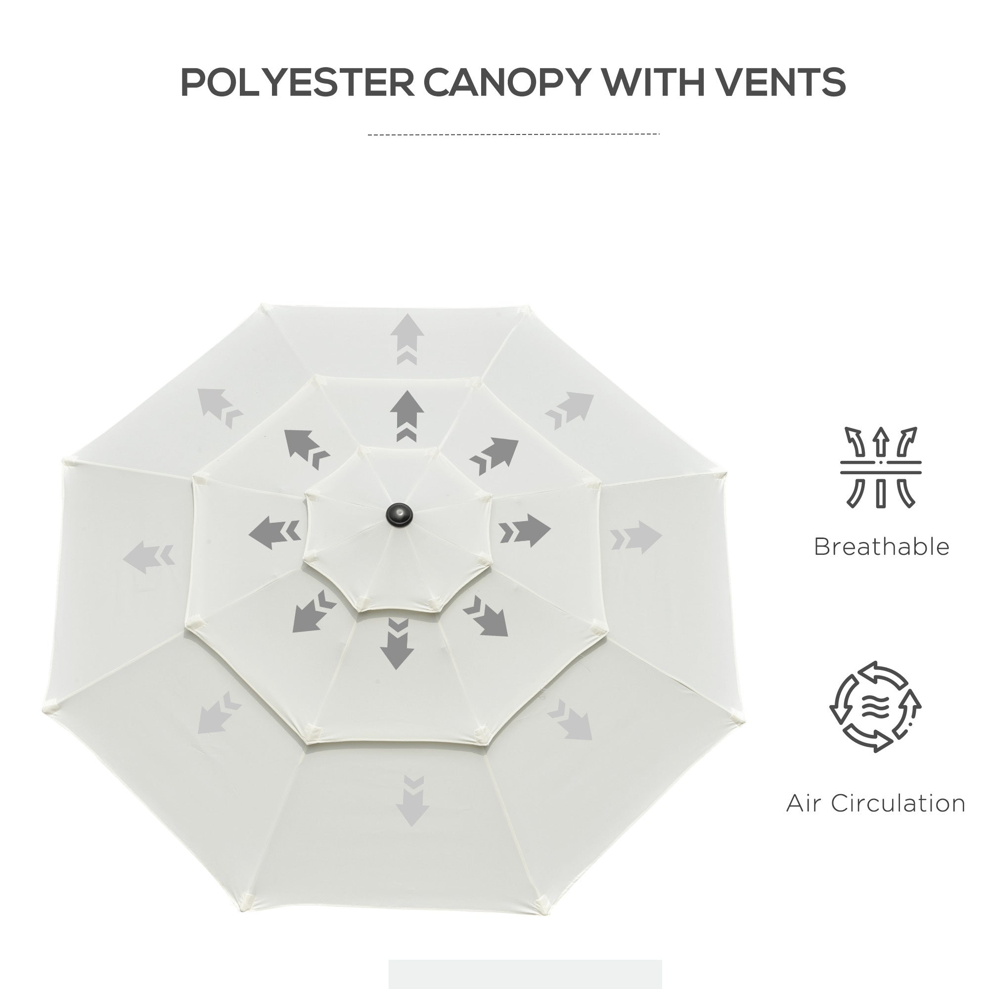 9ft 3 tiers patio umbrella outdoor market umbrella with crank, push button tilt for deck, backyard and lawn, beige
