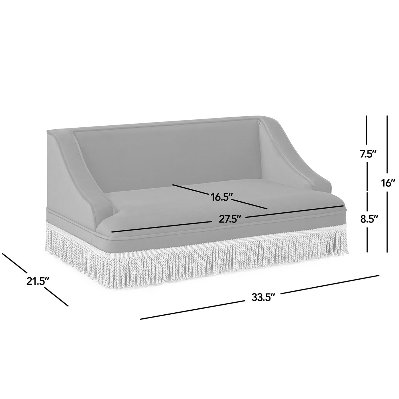 Duchess 33' Medium Princess Pet Bed Sofa with Fringe Skirt, Peach Orange Performance Velvet