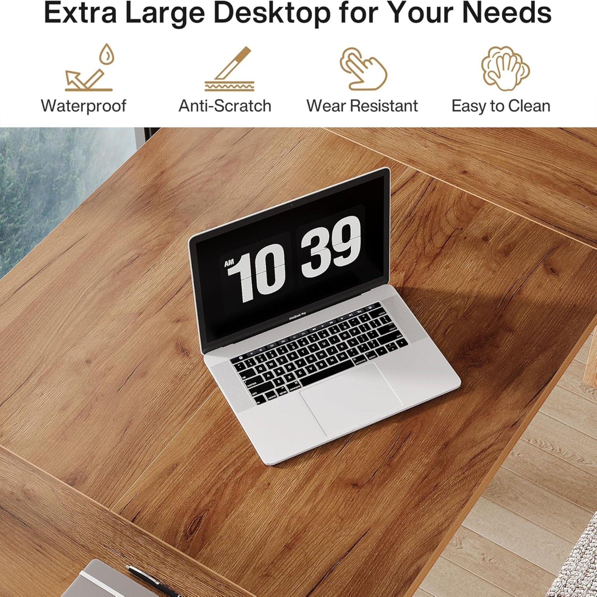 Executive Desk With Legs - Natural / Light Brown