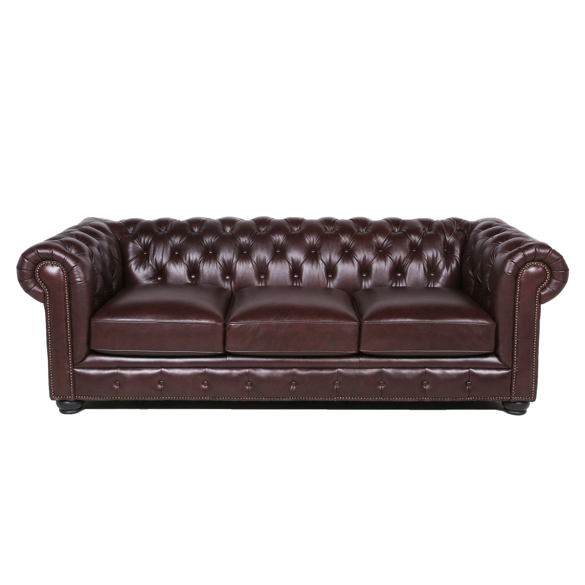 Traditional Tufted Leather Chesterfield Nailhead Sofa - Best Buy Furniture
