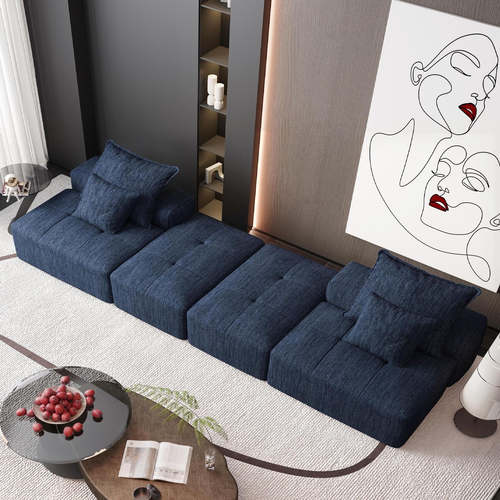 Modern Oversized Diy Combination Modular Sectional Sofa With Pillows