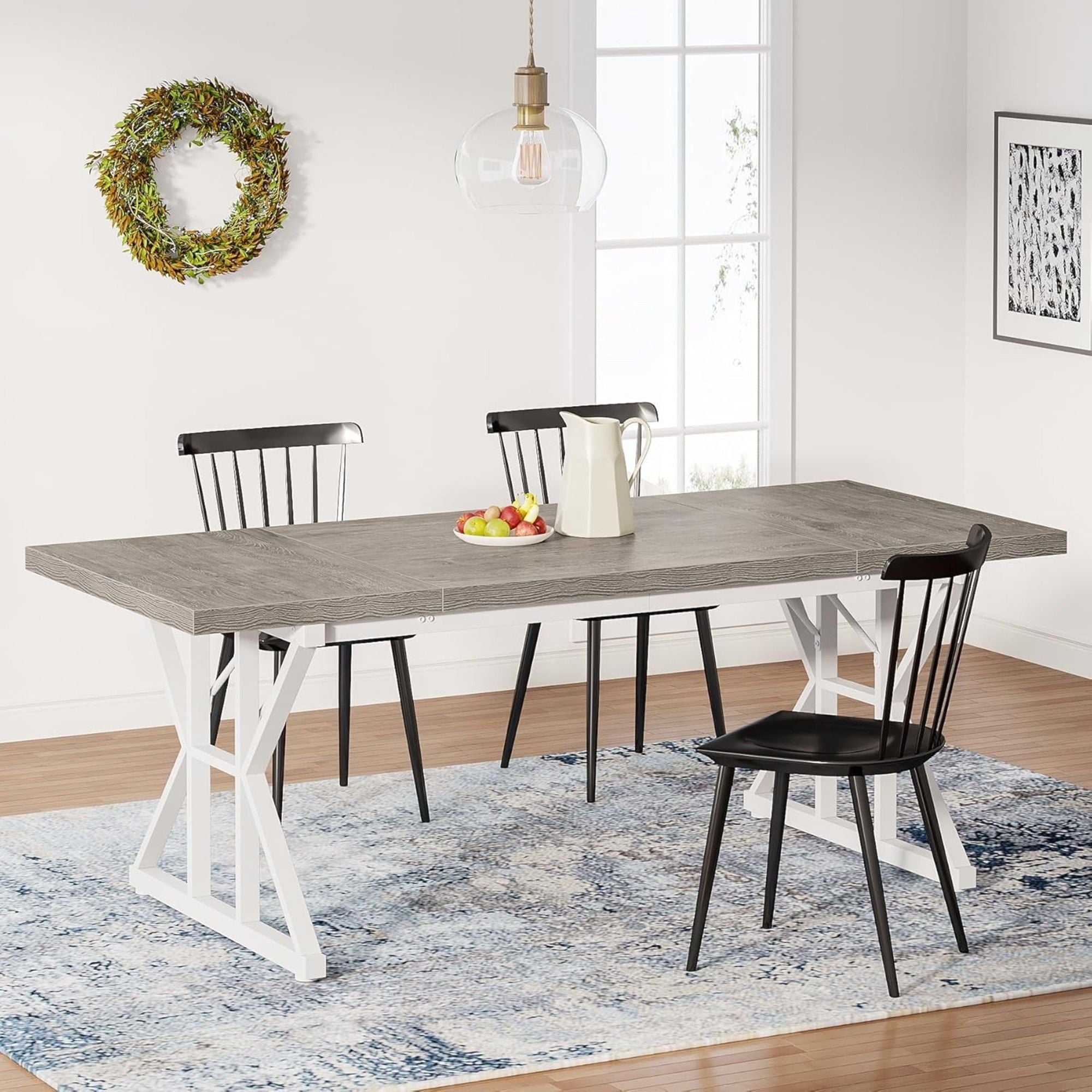 Rectangular Dining Table With X Trestle Metal Legs