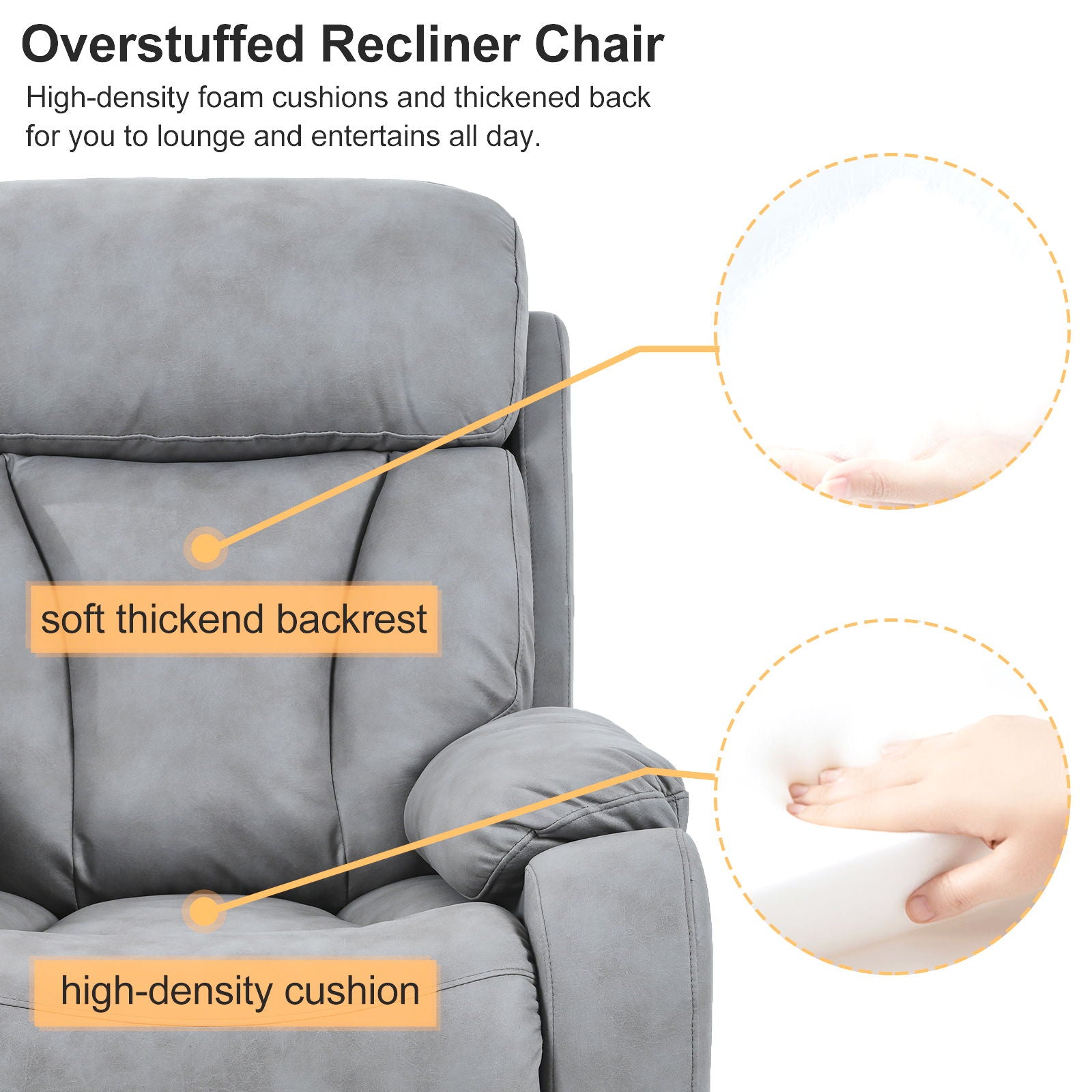 Electric Power Lift Recliner Chair, Fabric Recliner Chair, Home Theater Seating, Living Room Chair, Side Pocket, Remote Control - Light Gray