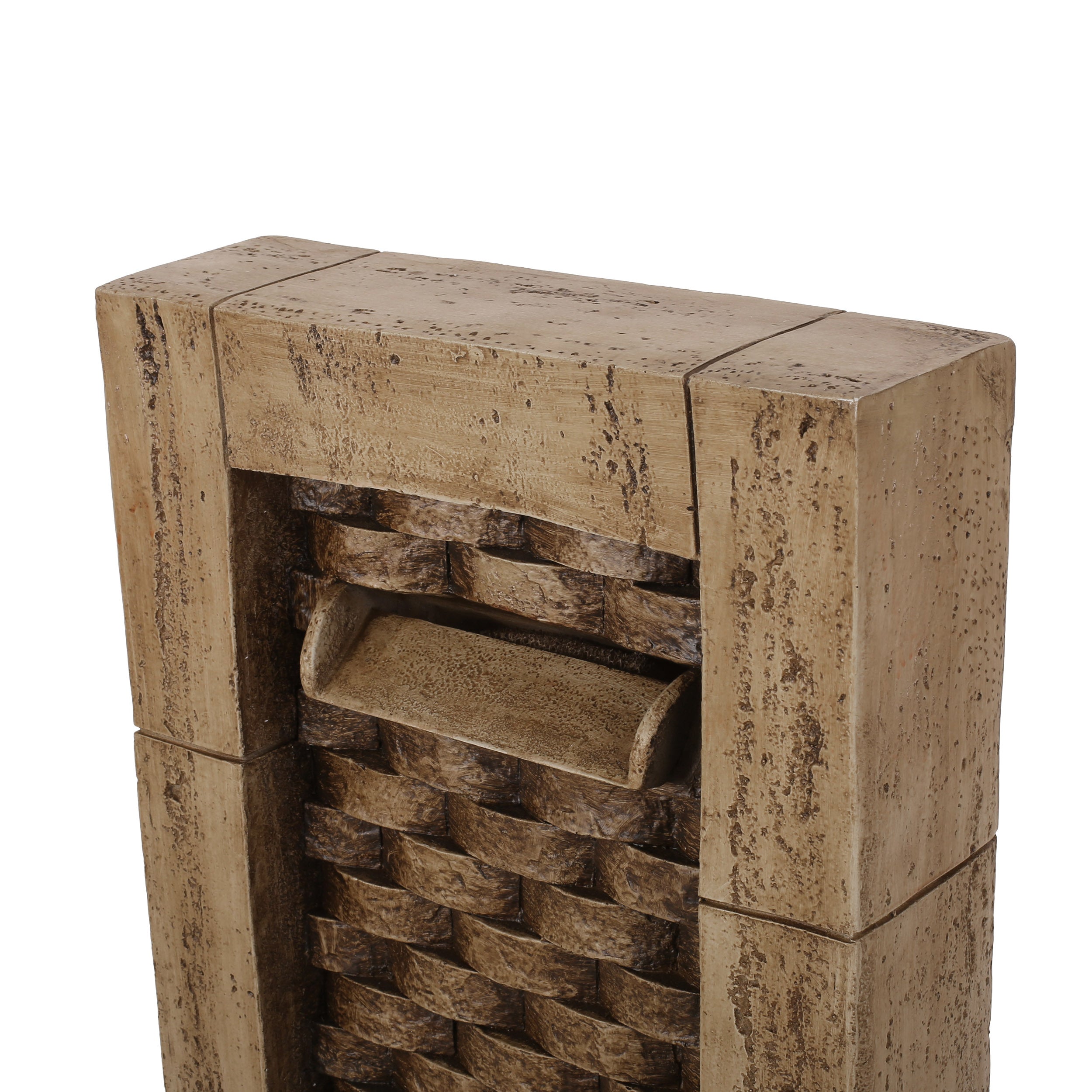 35.25' High Hand Crafted Weather Resistant Floor Fountain with Light Light Brown