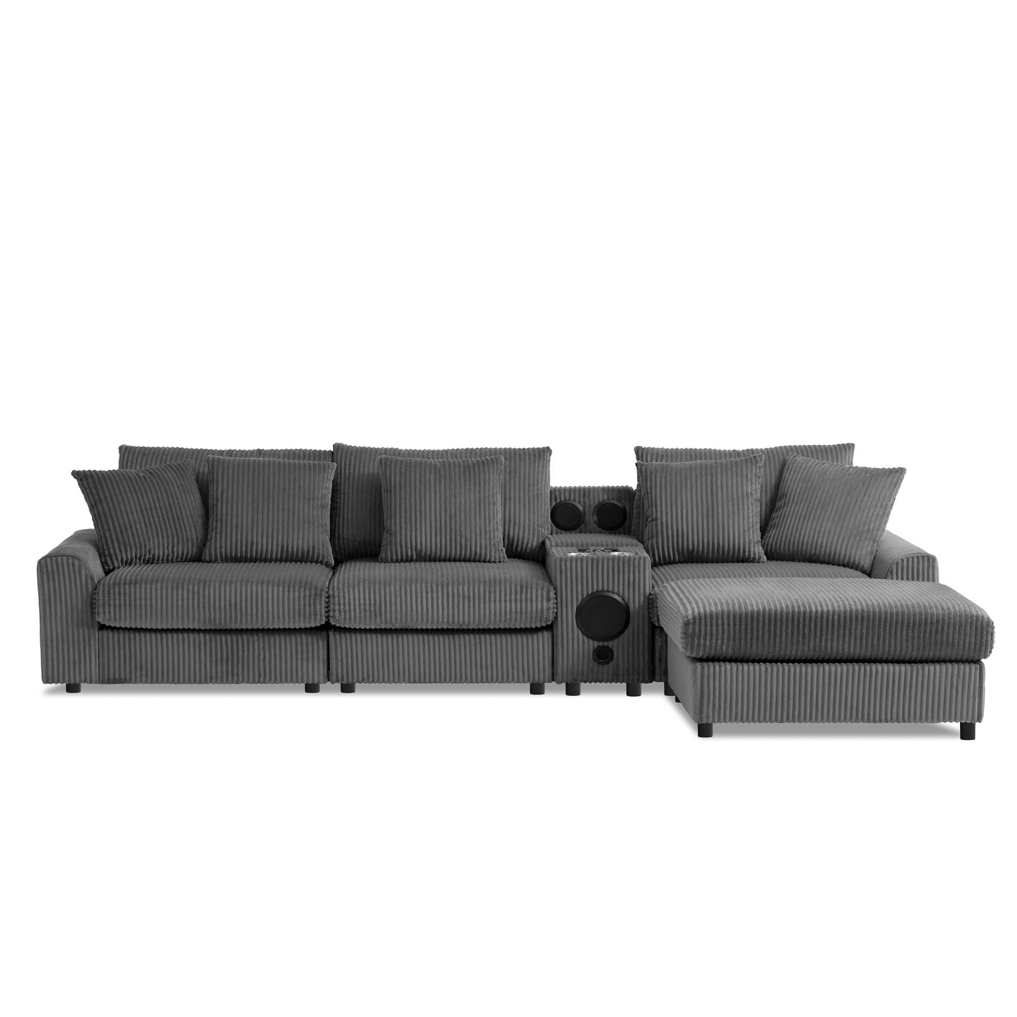 Sectional With Bluetooth Speakers L Shaped Couch With Console USB Charger, Cup Holders Storage Ottoman Deep And Wide Seat Cloud Sofa - Best Buy Furniture