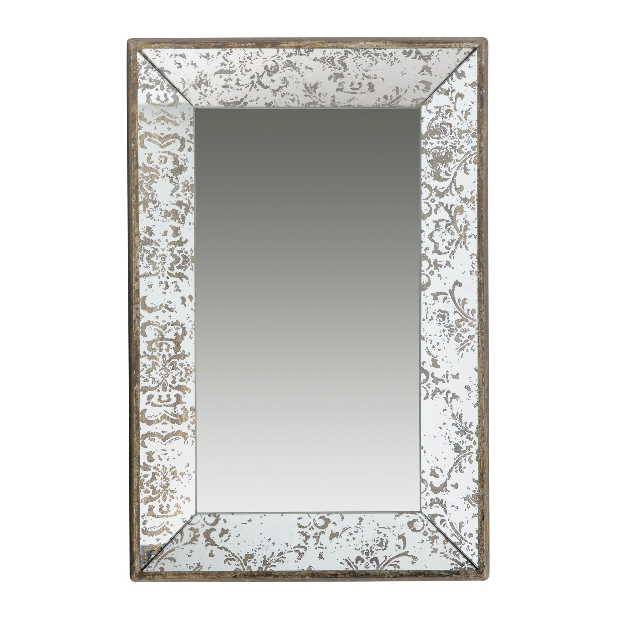Antique Rectangle Mirror with Floral Accents